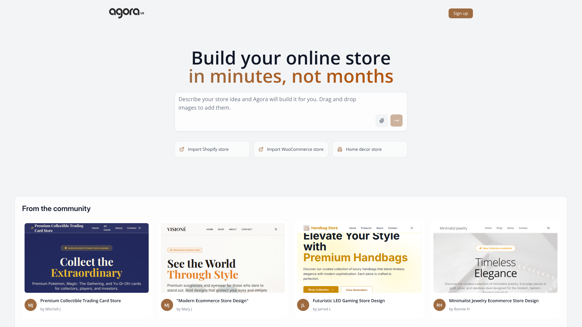 Agora Store Builder screenshot