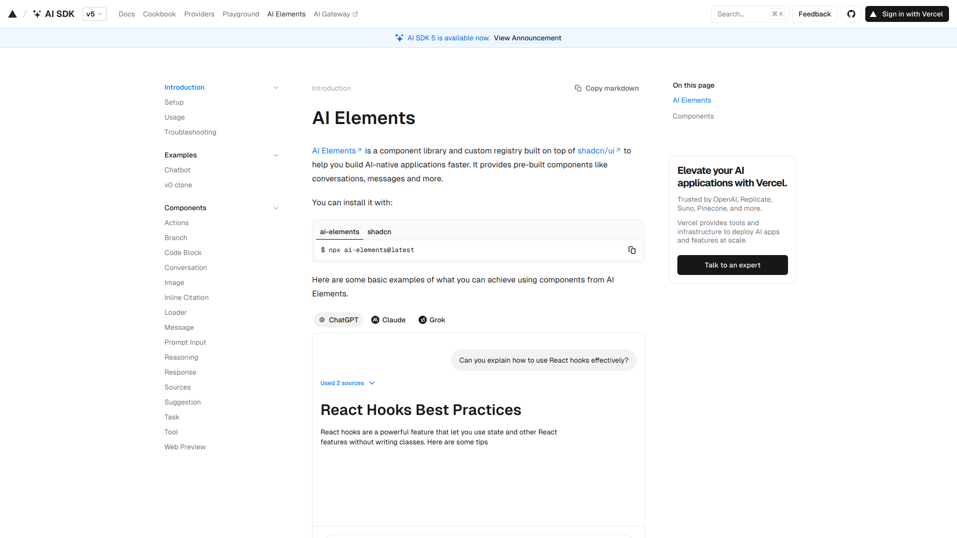AI Elements by Vercel logo