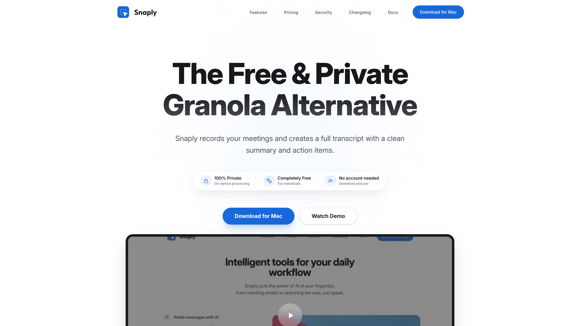 AI meeting notes by Snaply logo