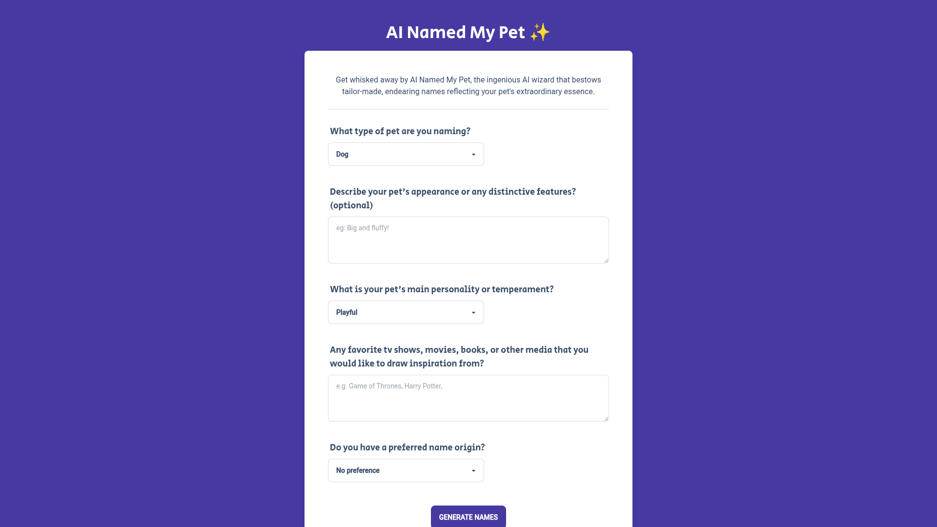 AI Named My Pet screenshot
