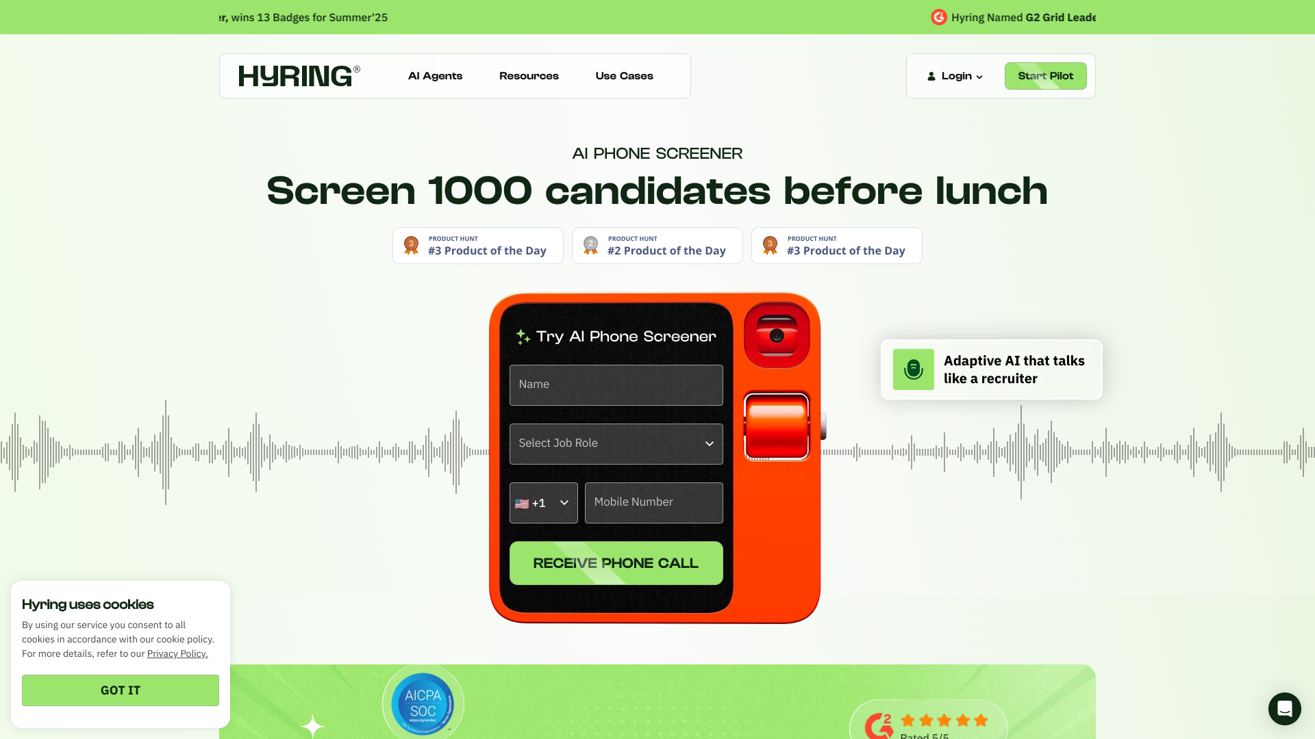 AI Phone Screener by Hyring screenshot