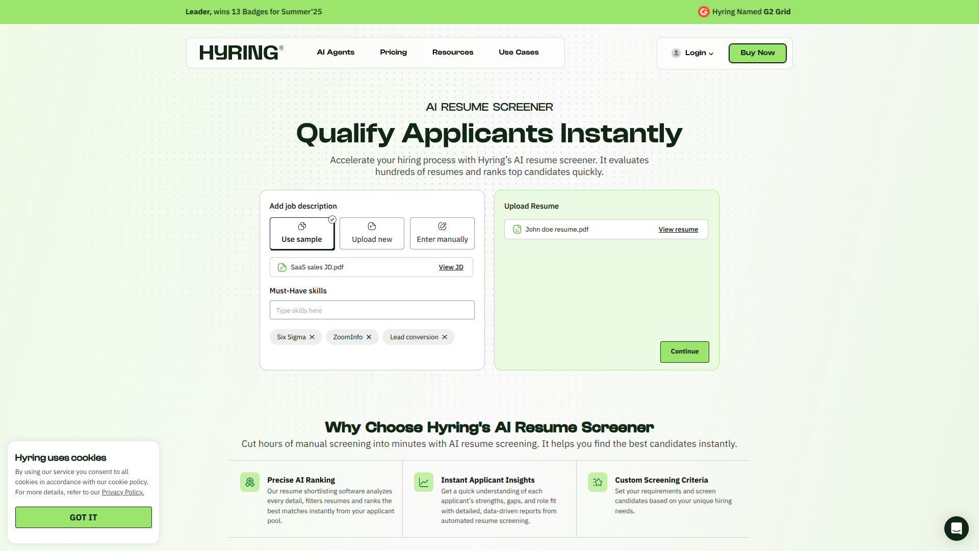 AI Resume Screener by Hyring screenshot