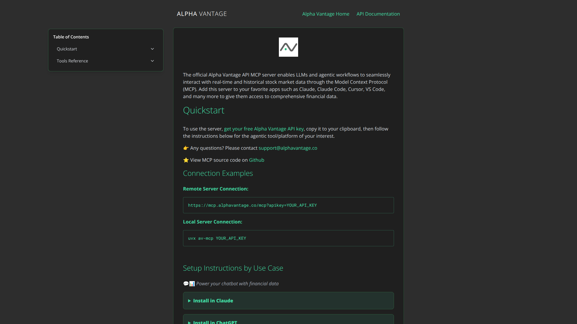Alpha Vantage MCP screenshot