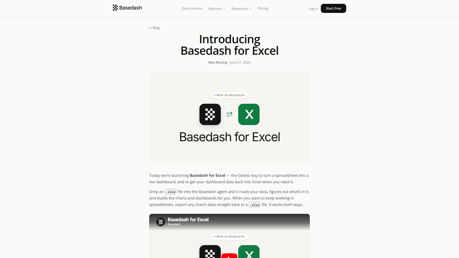 Basedash for Excel screenshot