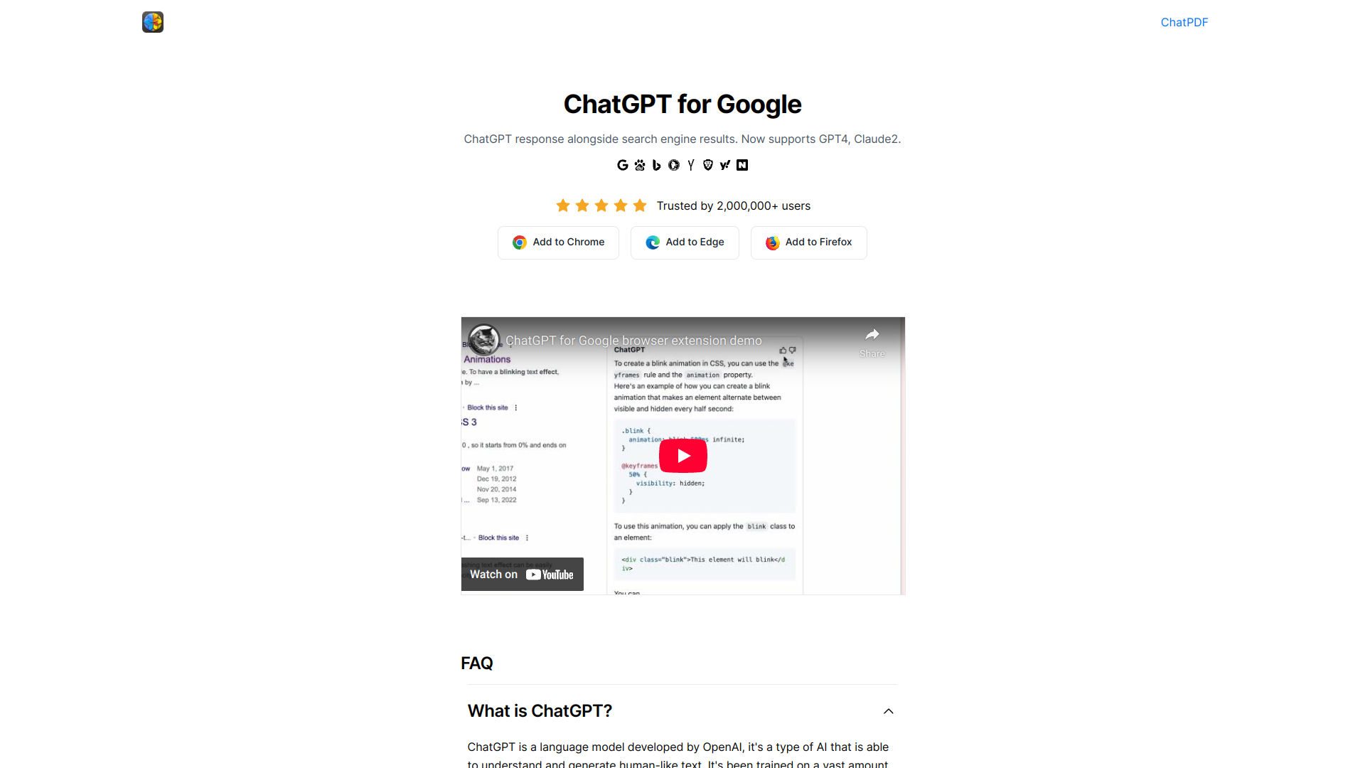 ChatGPT for Google screenshot