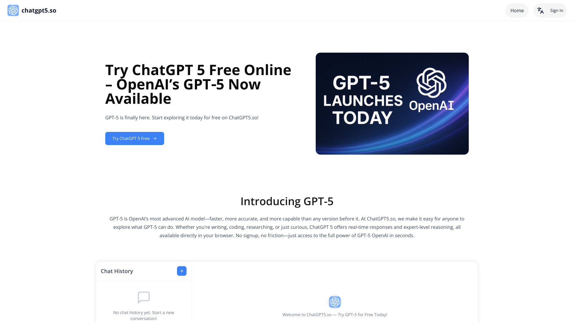 ChatGPT5.so: Free GPT‑5 Online screenshot