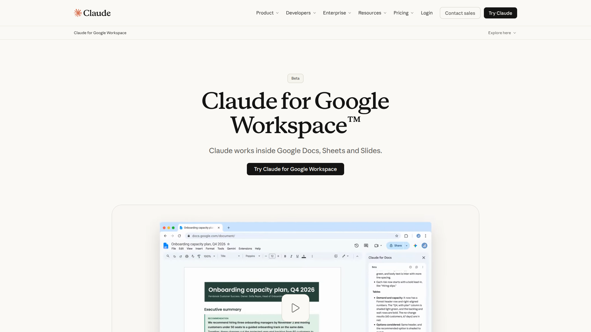 Claude for Google Workspace
