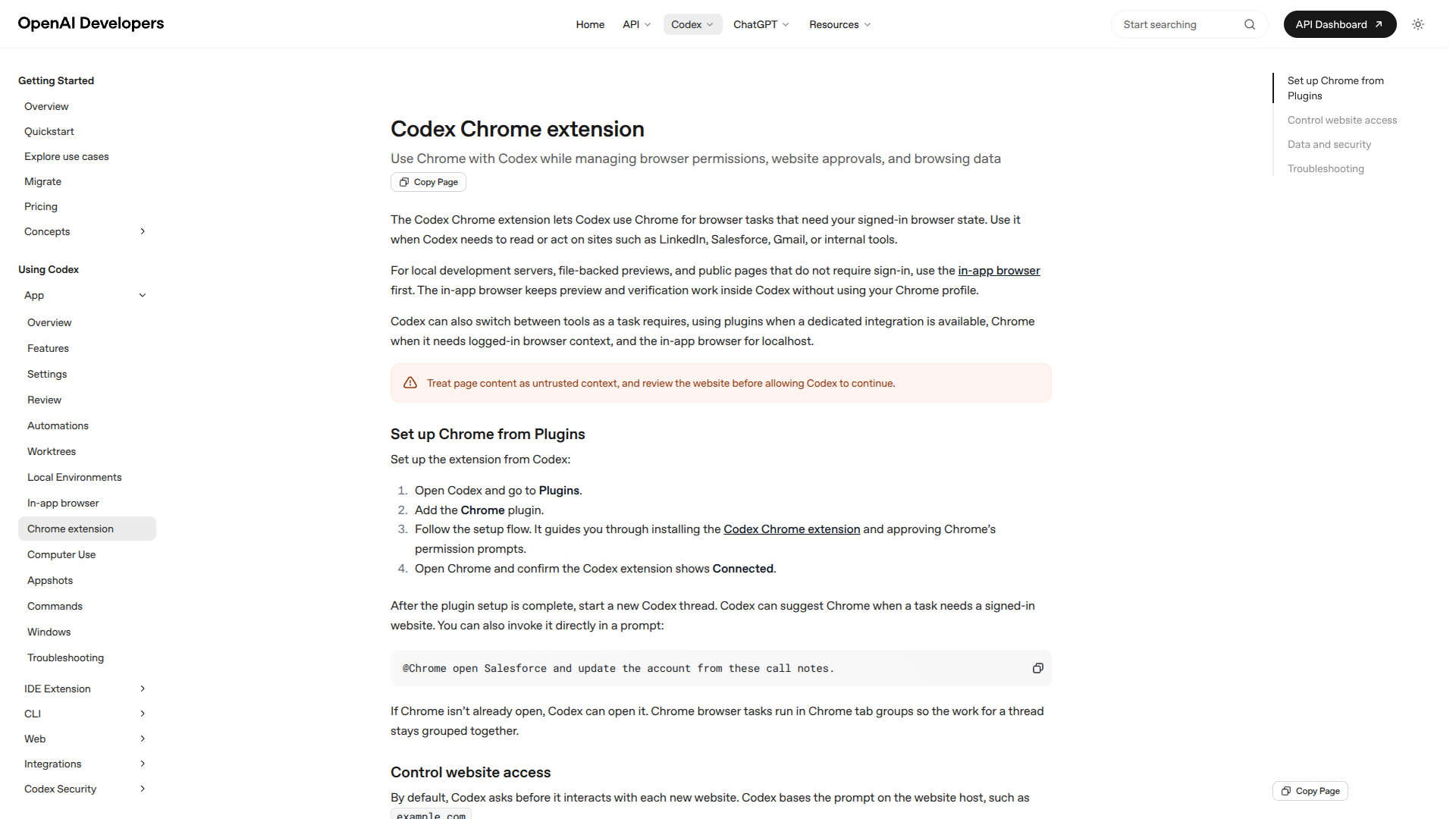 Codex in Chrome