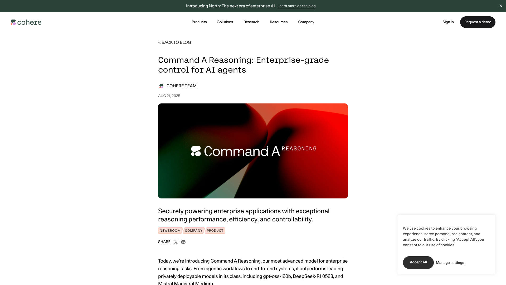 Command A Reasoning screenshot