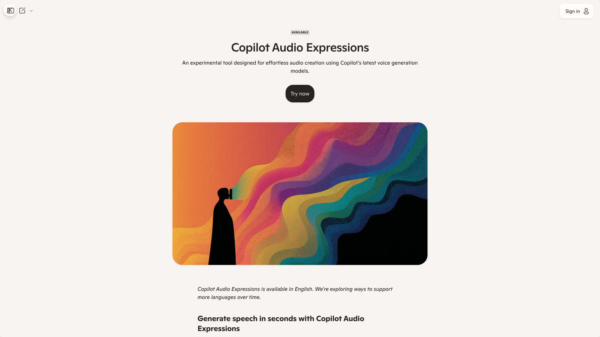 Copilot Audio Expressions screenshot