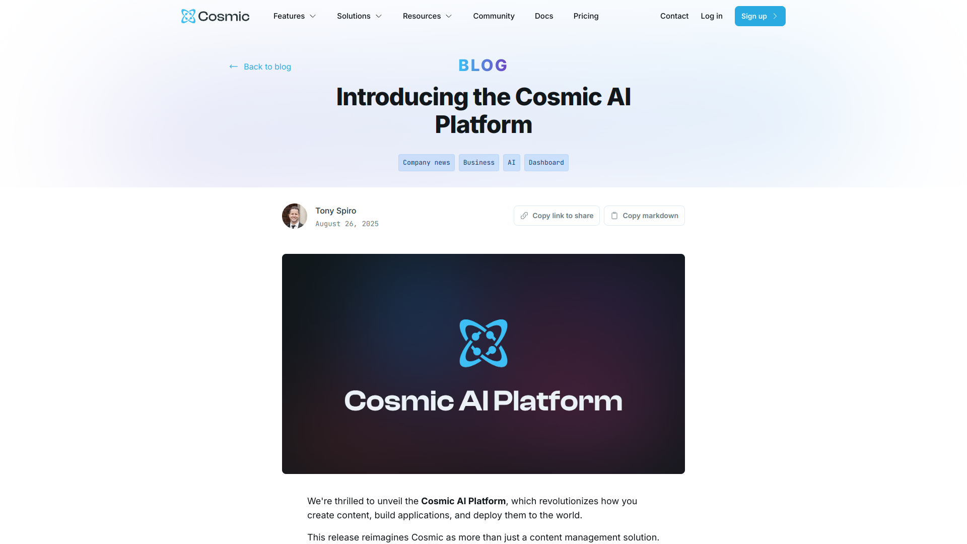 Cosmic AI Platform