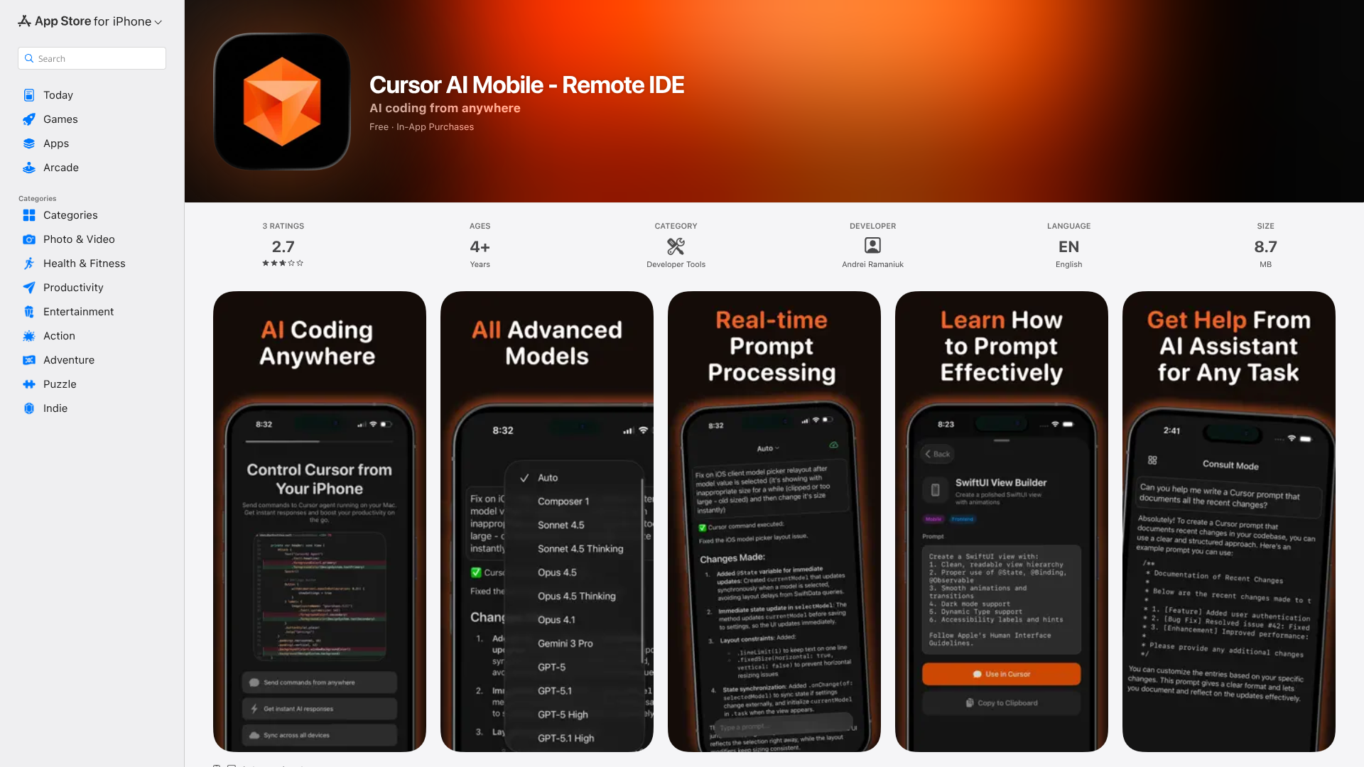 Cursor AI Mobile screenshot