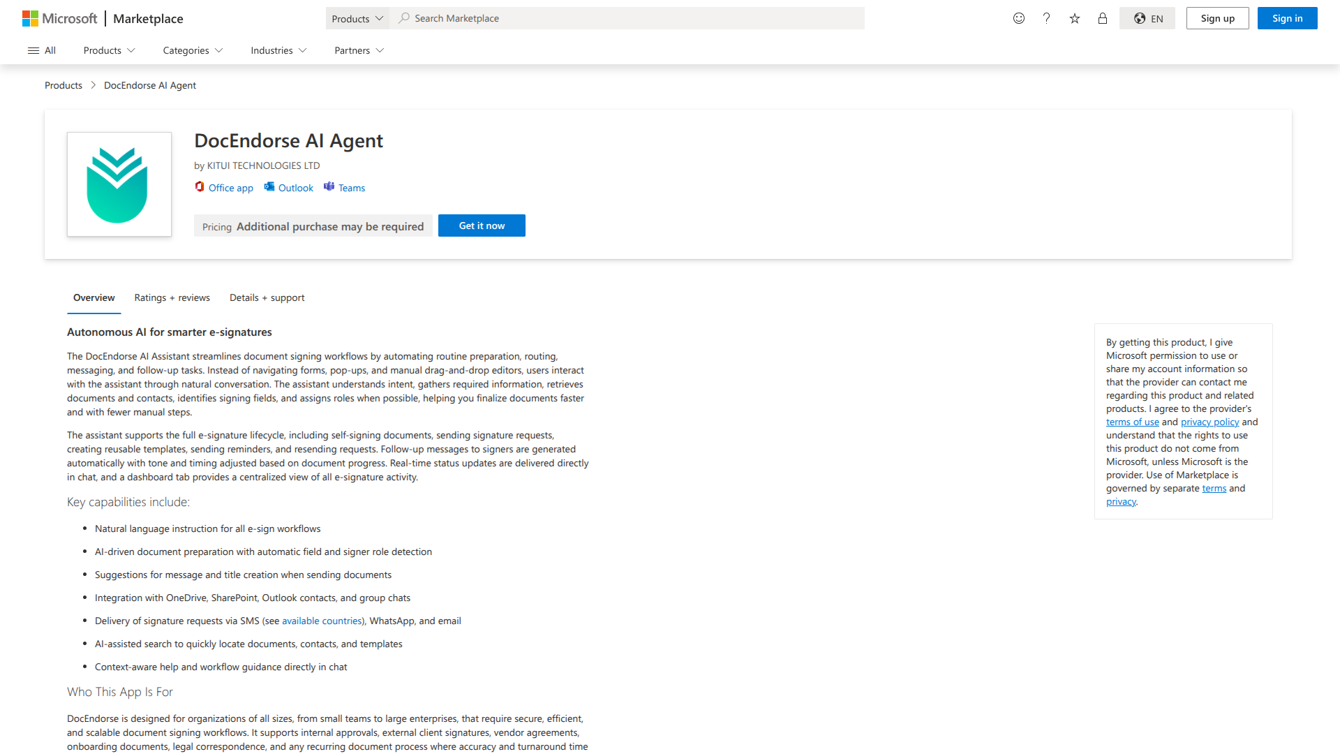 DocEndorse AI Agent for Microsoft Teams