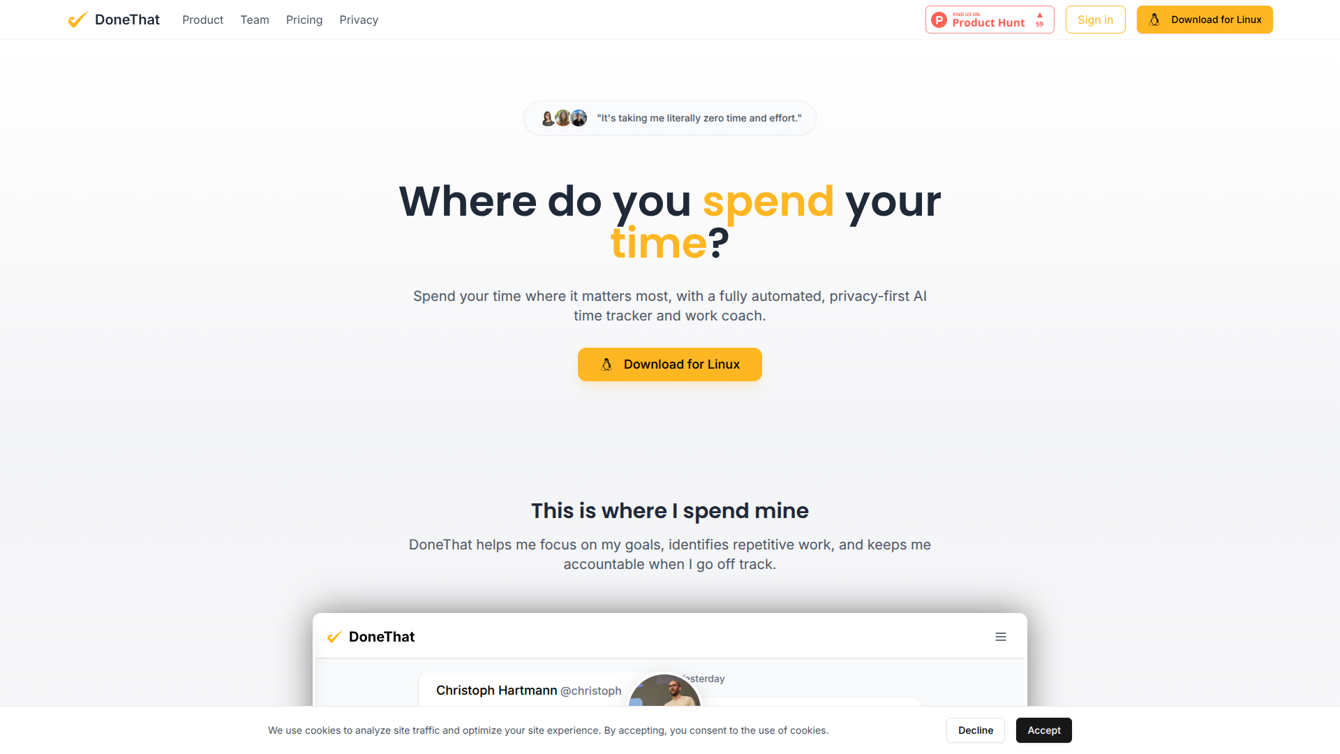 DoneThat - Where do you spend your time? logo