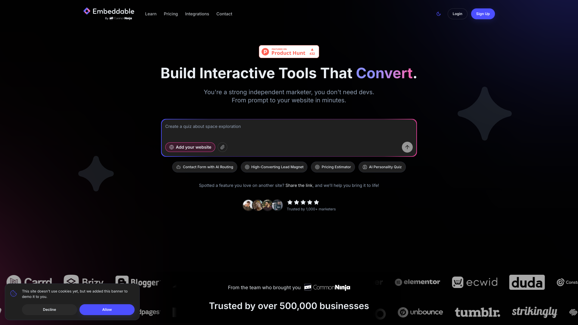 Embeddable screenshot