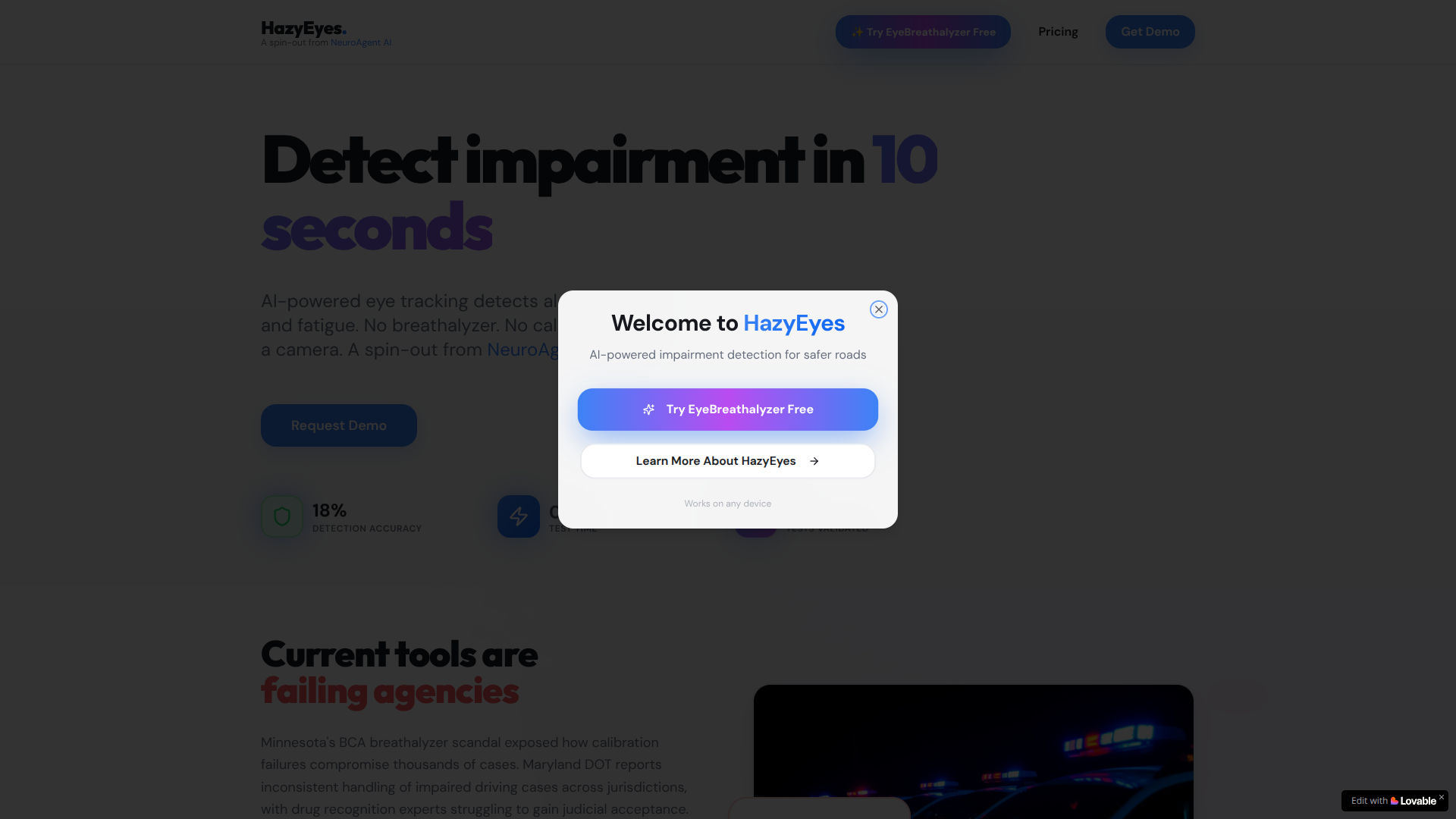 EyeBreathalyzer screenshot
