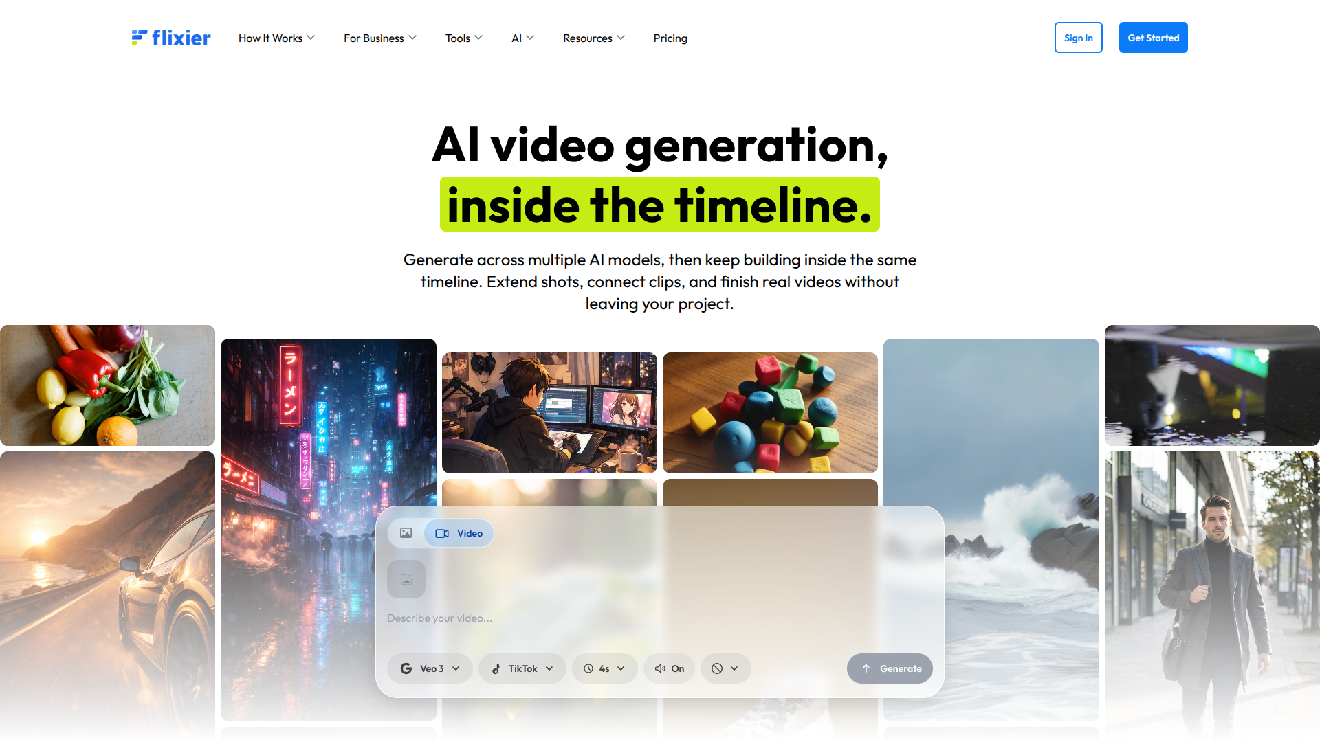 Flixier Generate AI Video in Timeline