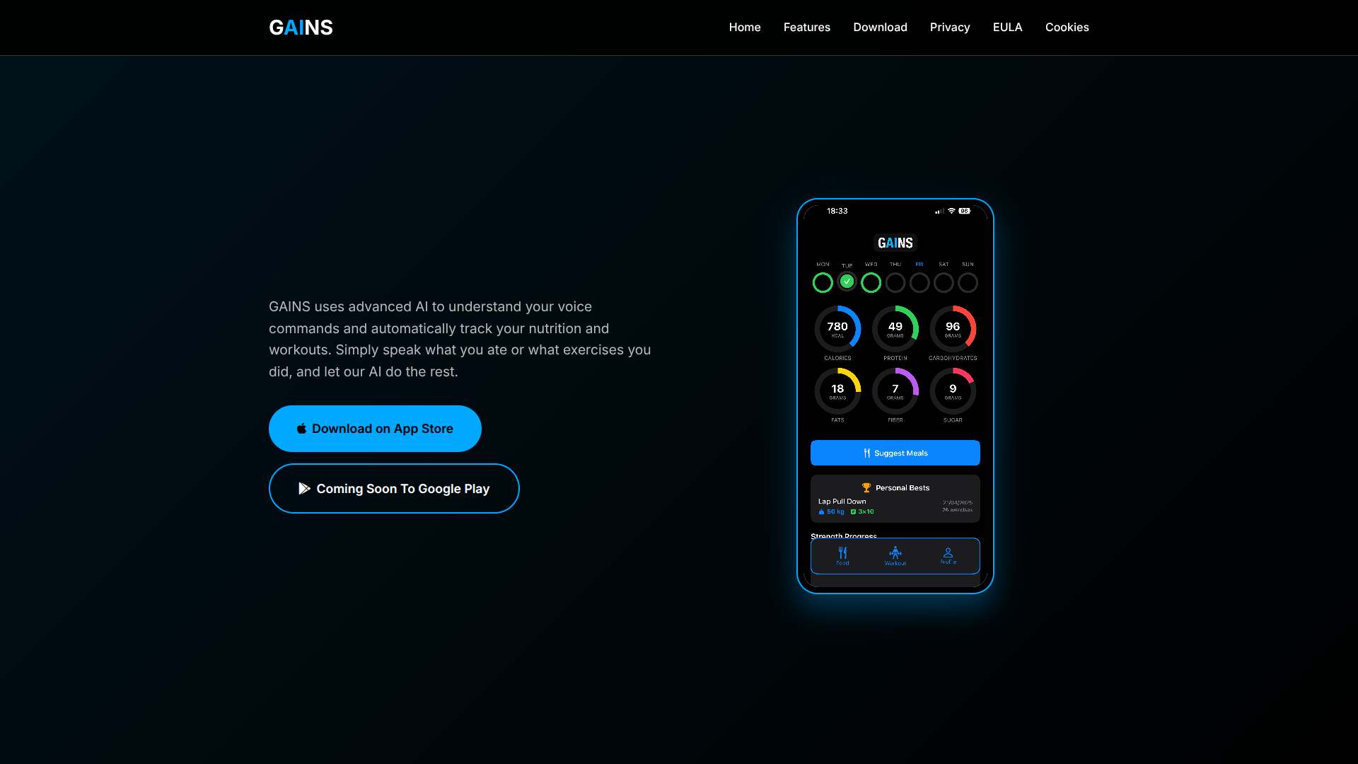 GAINS - Fitness Tracker screenshot