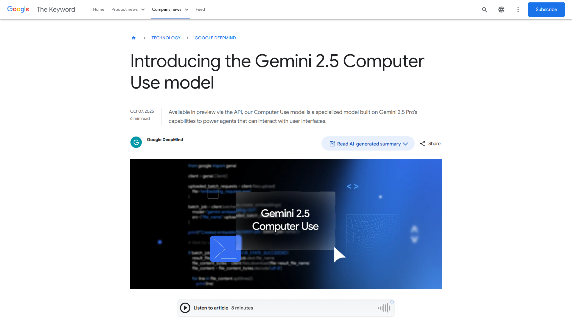 Gemini 2.5 Computer Use