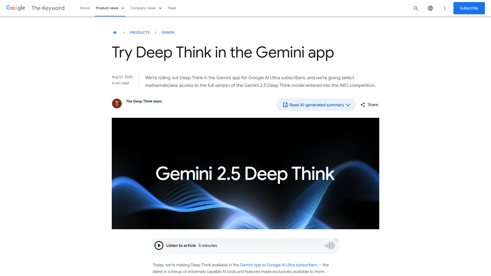 Gemini 2.5 Deep Think screenshot