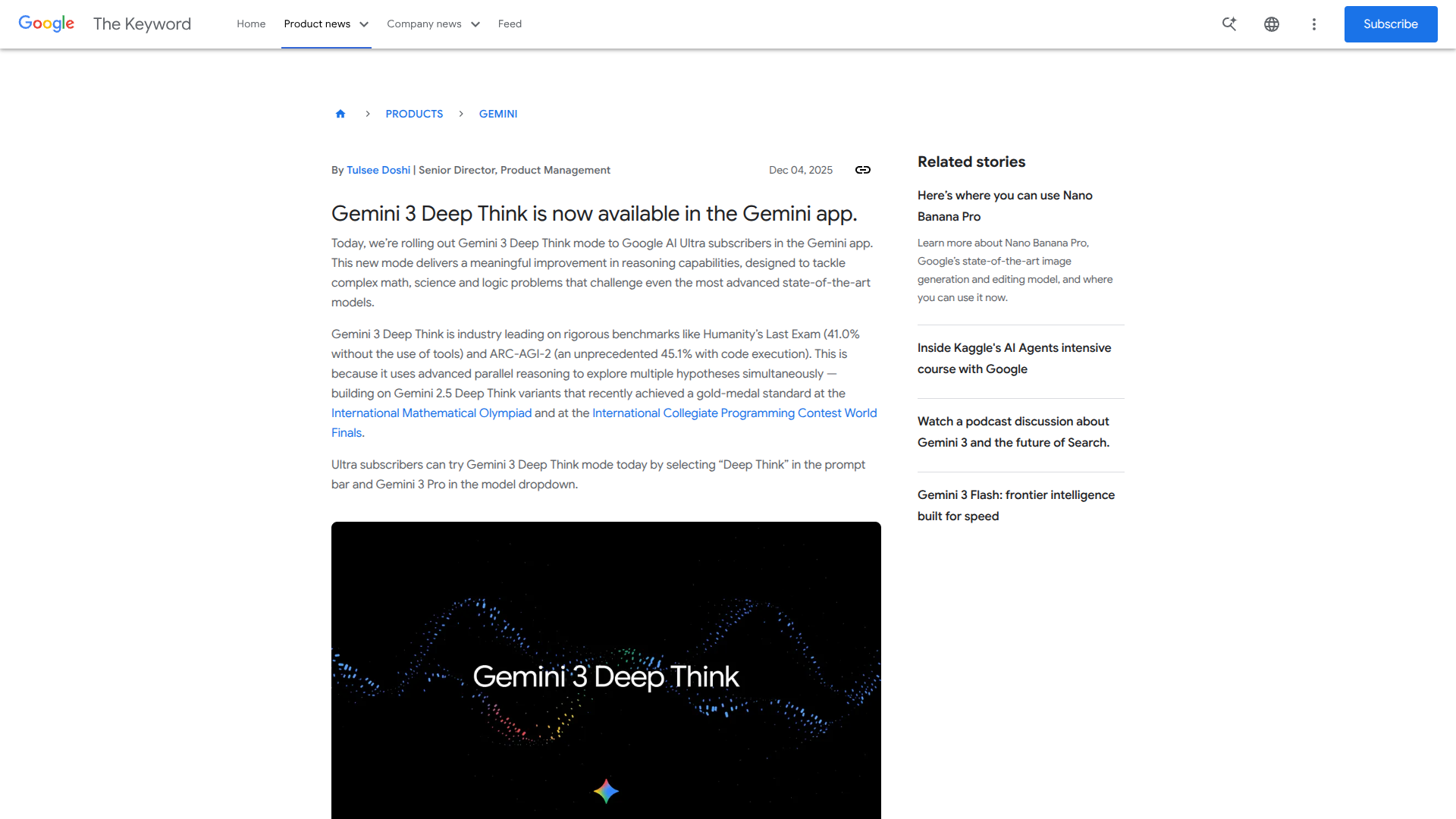 Gemini 3 Deep Think by Google screenshot