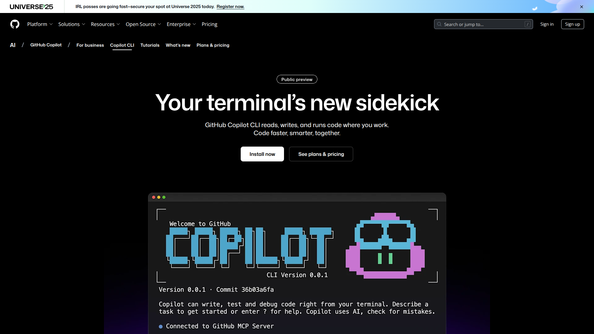 Github Copilot CLI screenshot