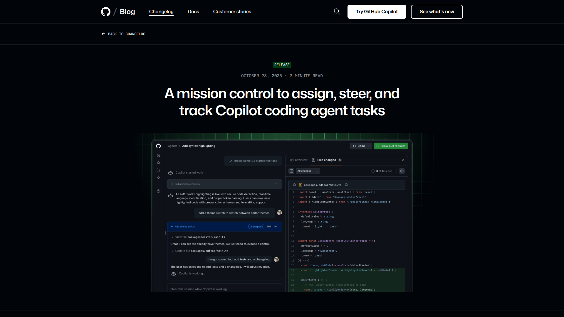 GitHub Mission Control screenshot