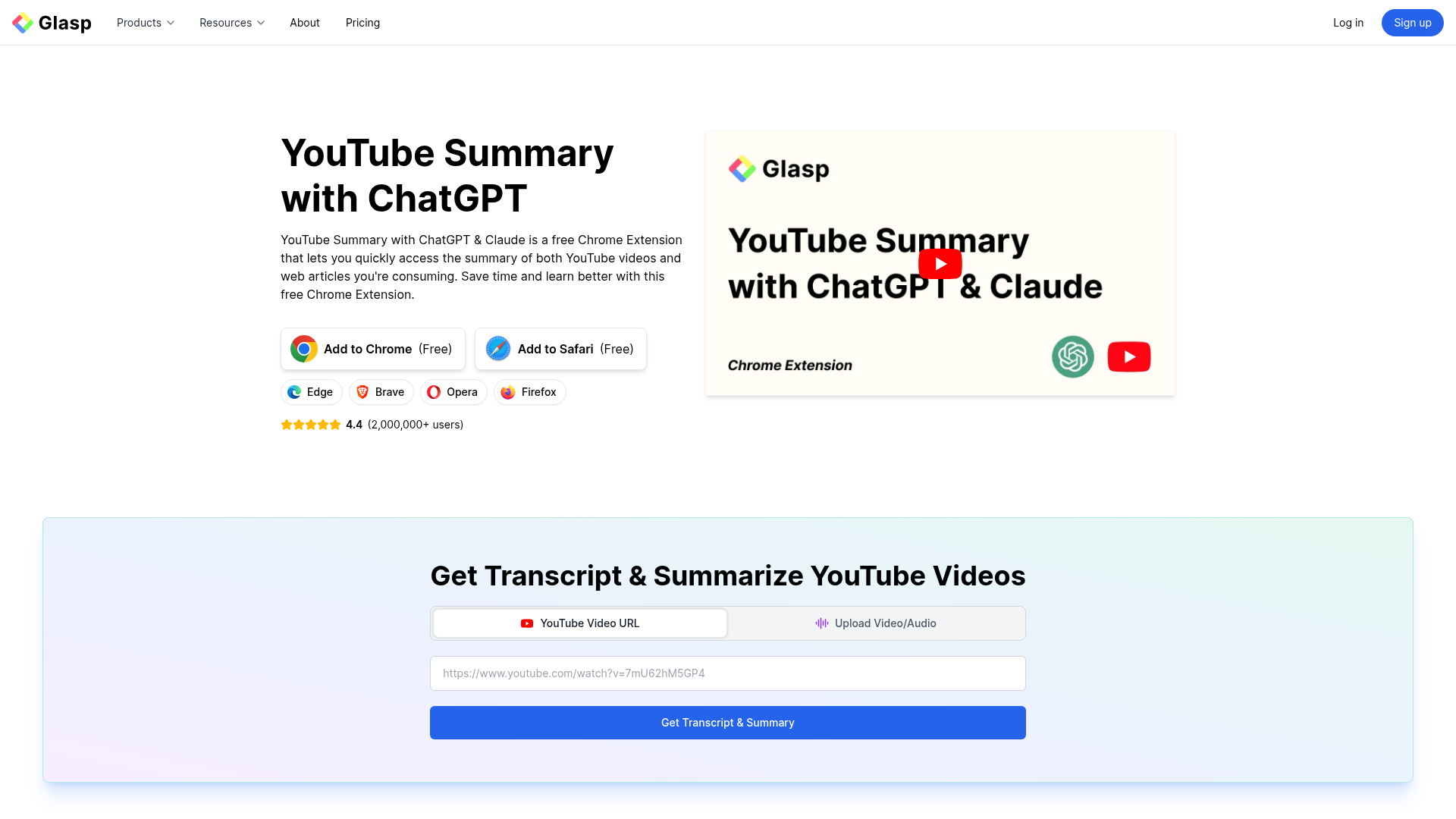 Glasp YouTube Summarizer screenshot