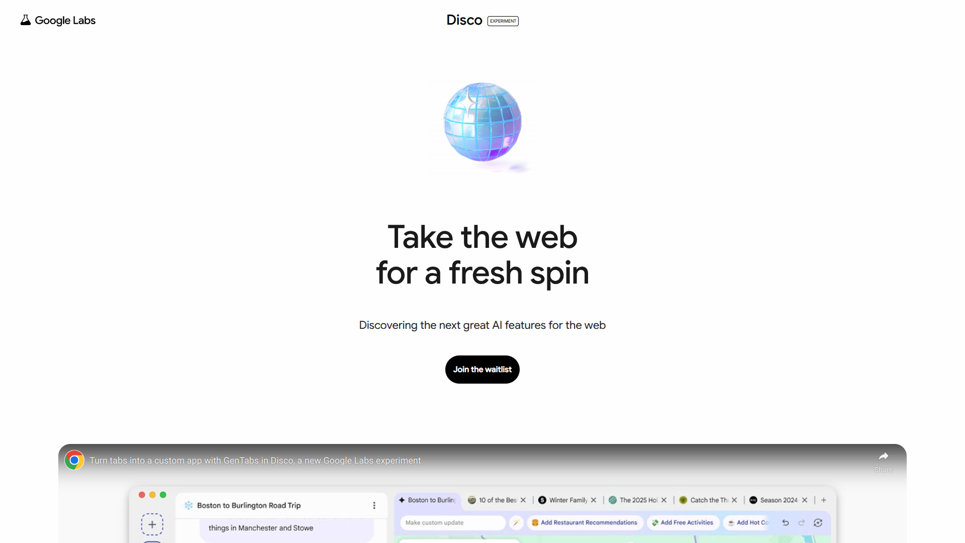 Google GenTabs in Disco screenshot