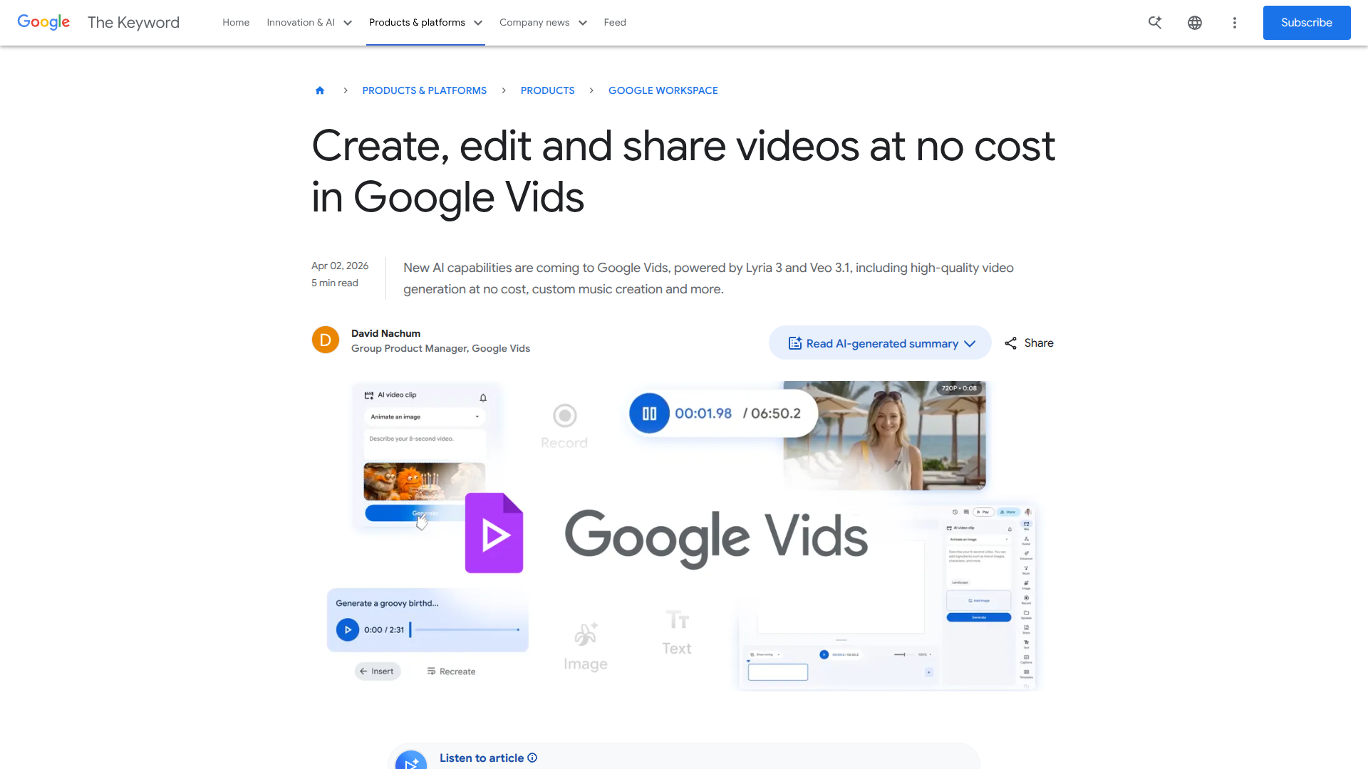 Google Vids 2.0 logo