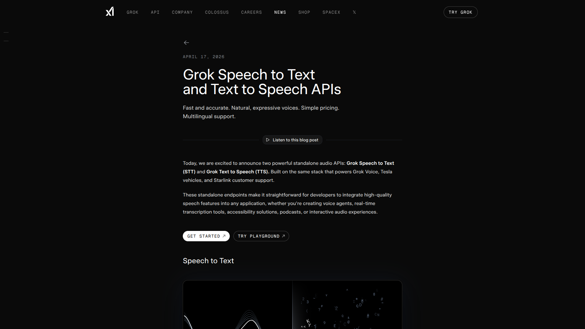 Grok Voice API screenshot