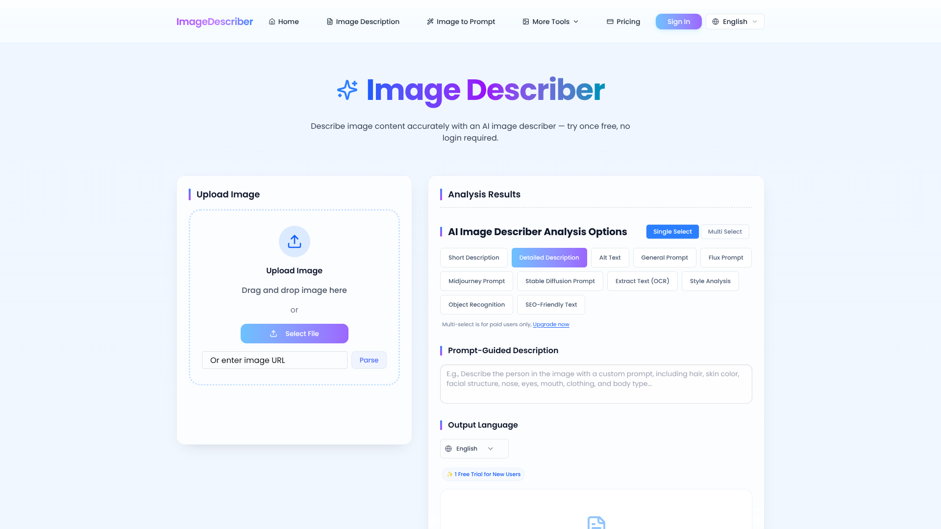 Image Describer screenshot