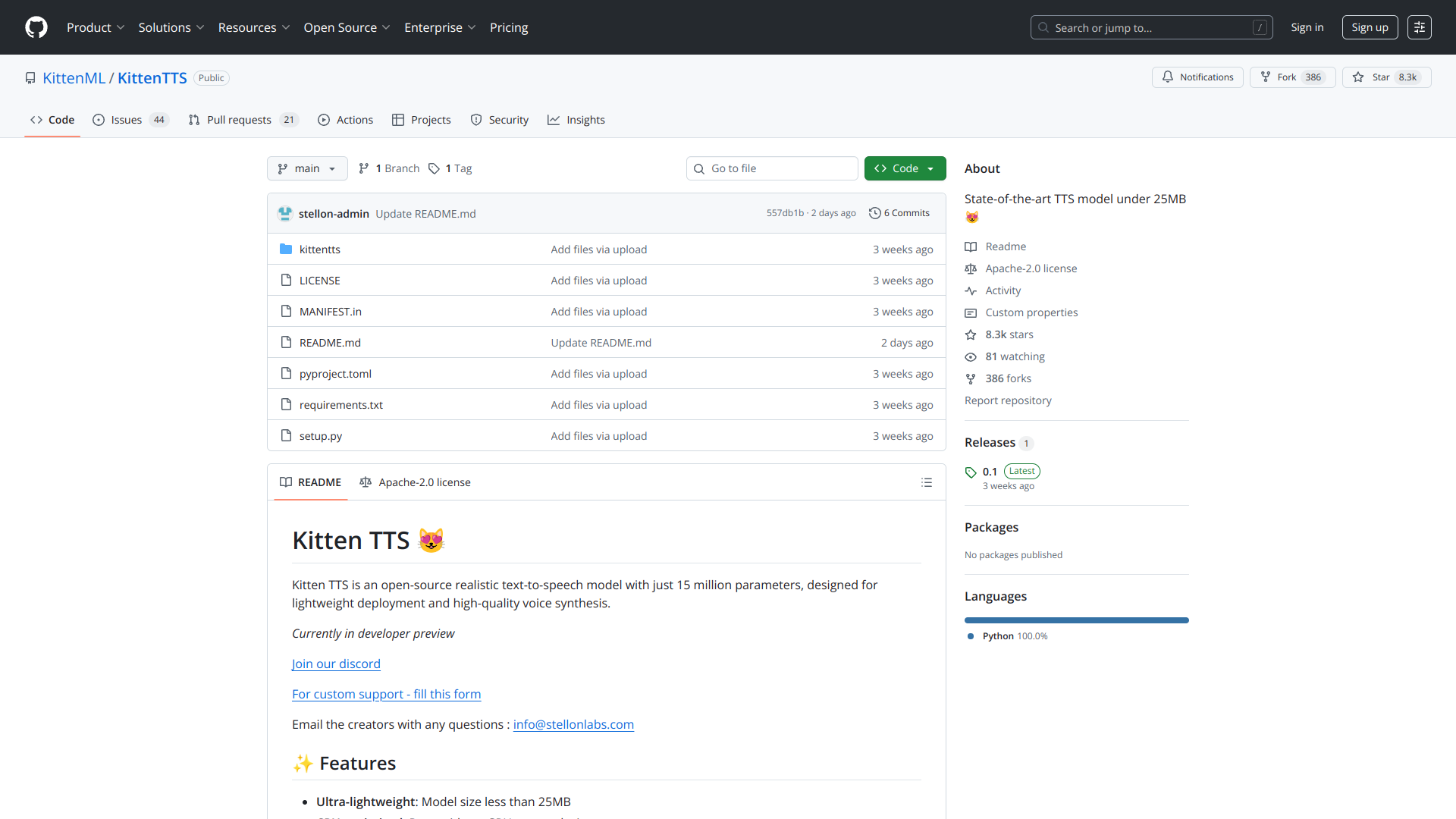 KittenTTS screenshot