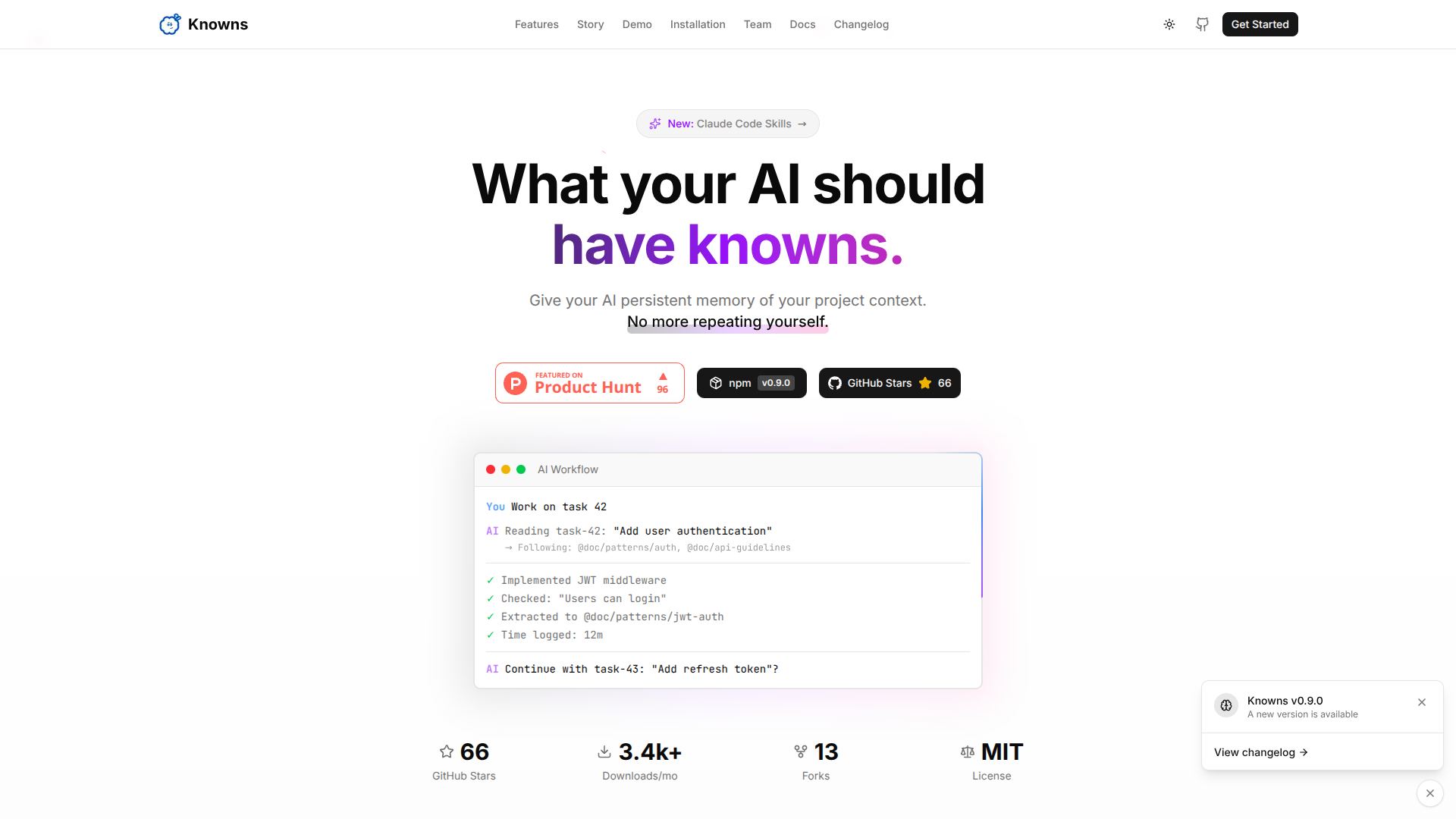 Knowns CLI screenshot
