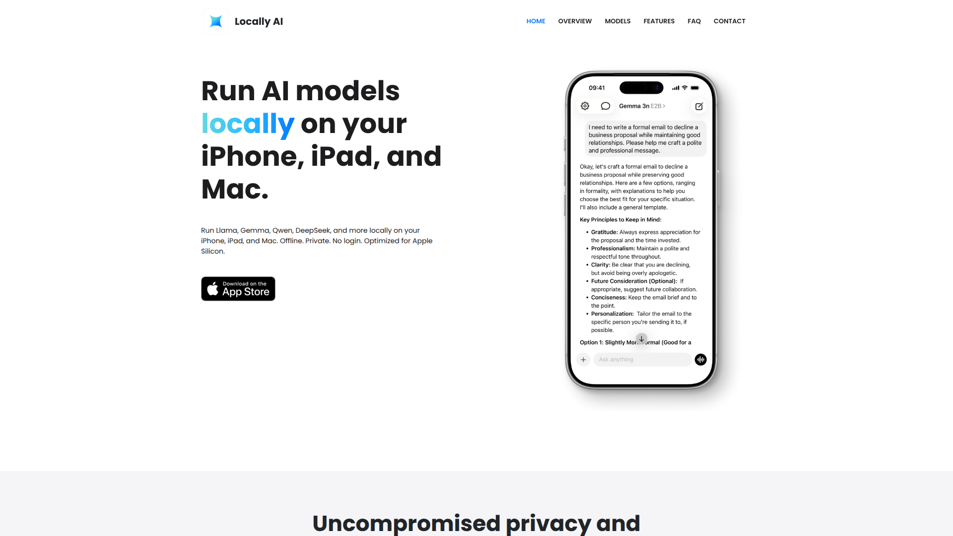 Locally AI Chat with your documents screenshot