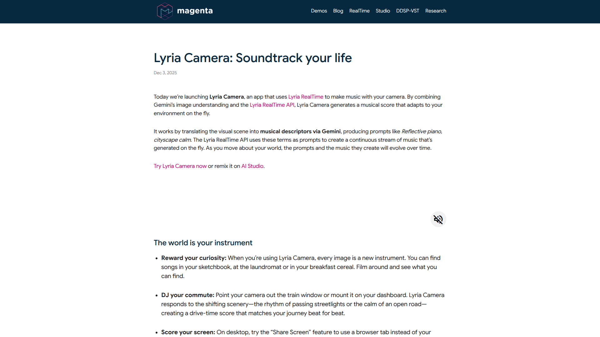 Lyria Camera by Google DeepMind