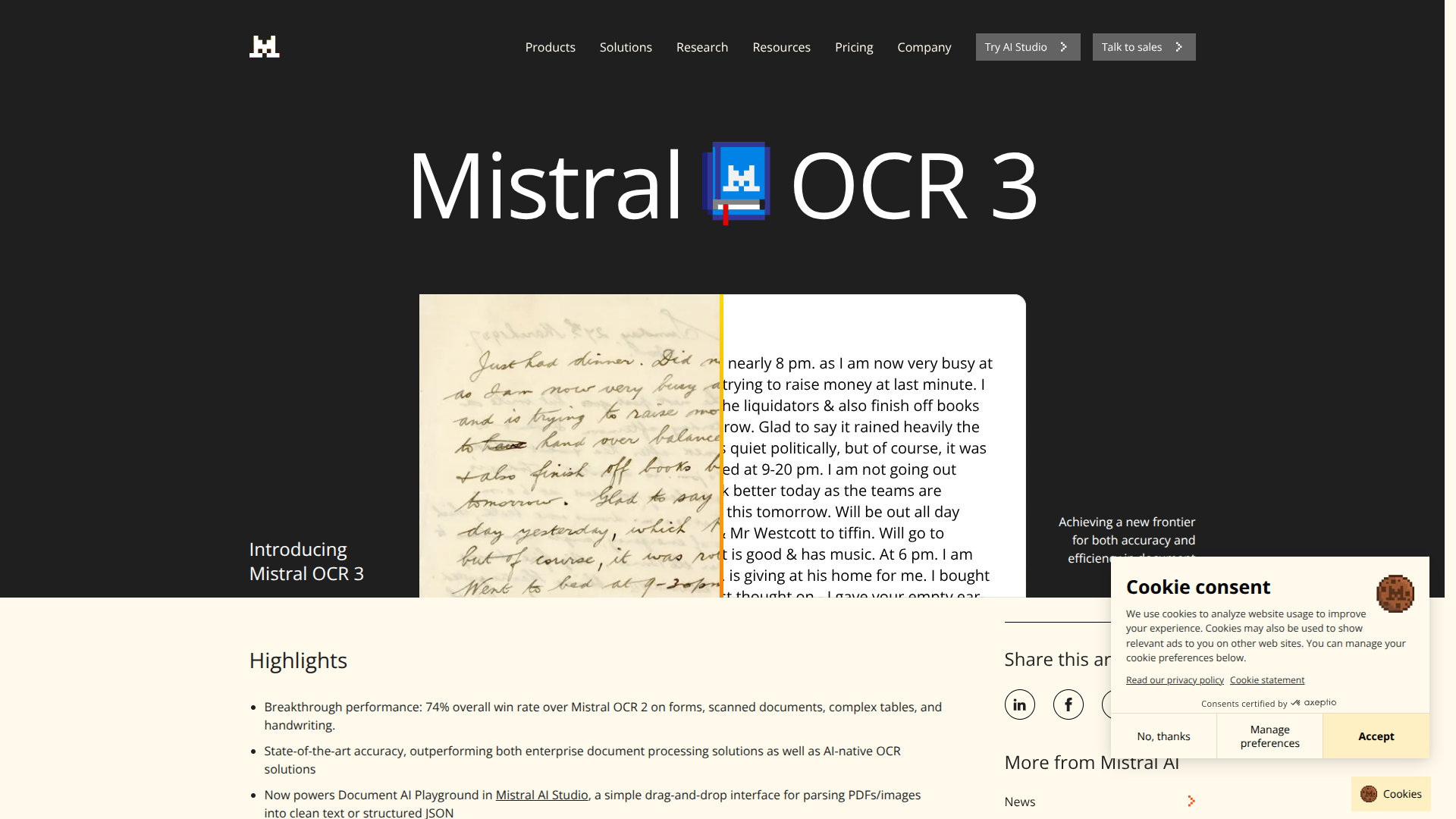 Mistral OCR 3 screenshot