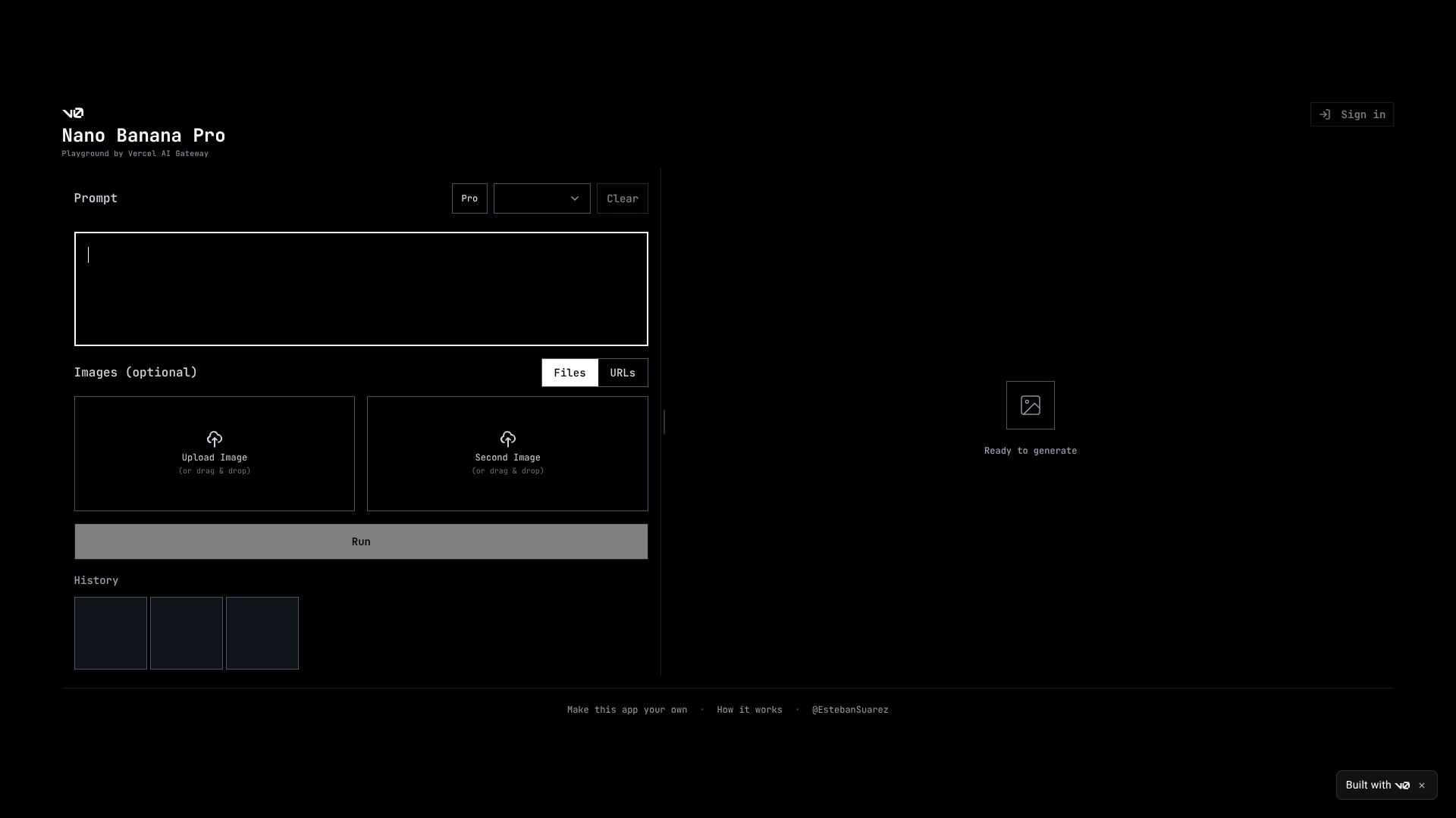 Nano Banana Playground screenshot
