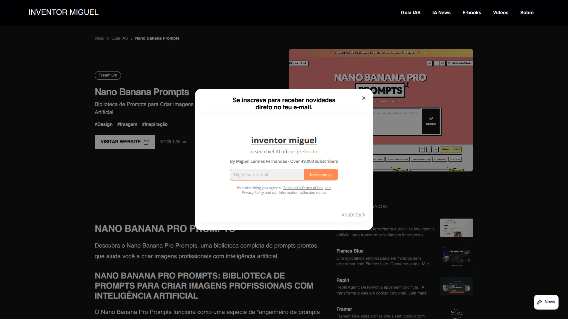 Nano Banana Prompts screenshot