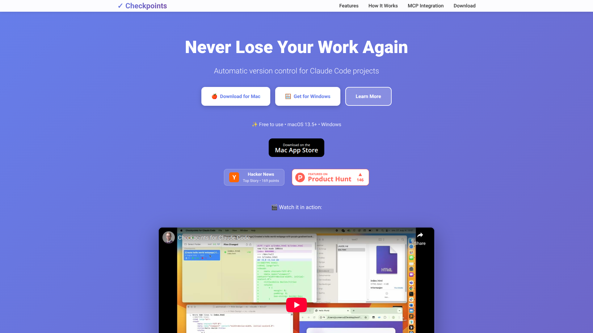 Never lose your work again logo