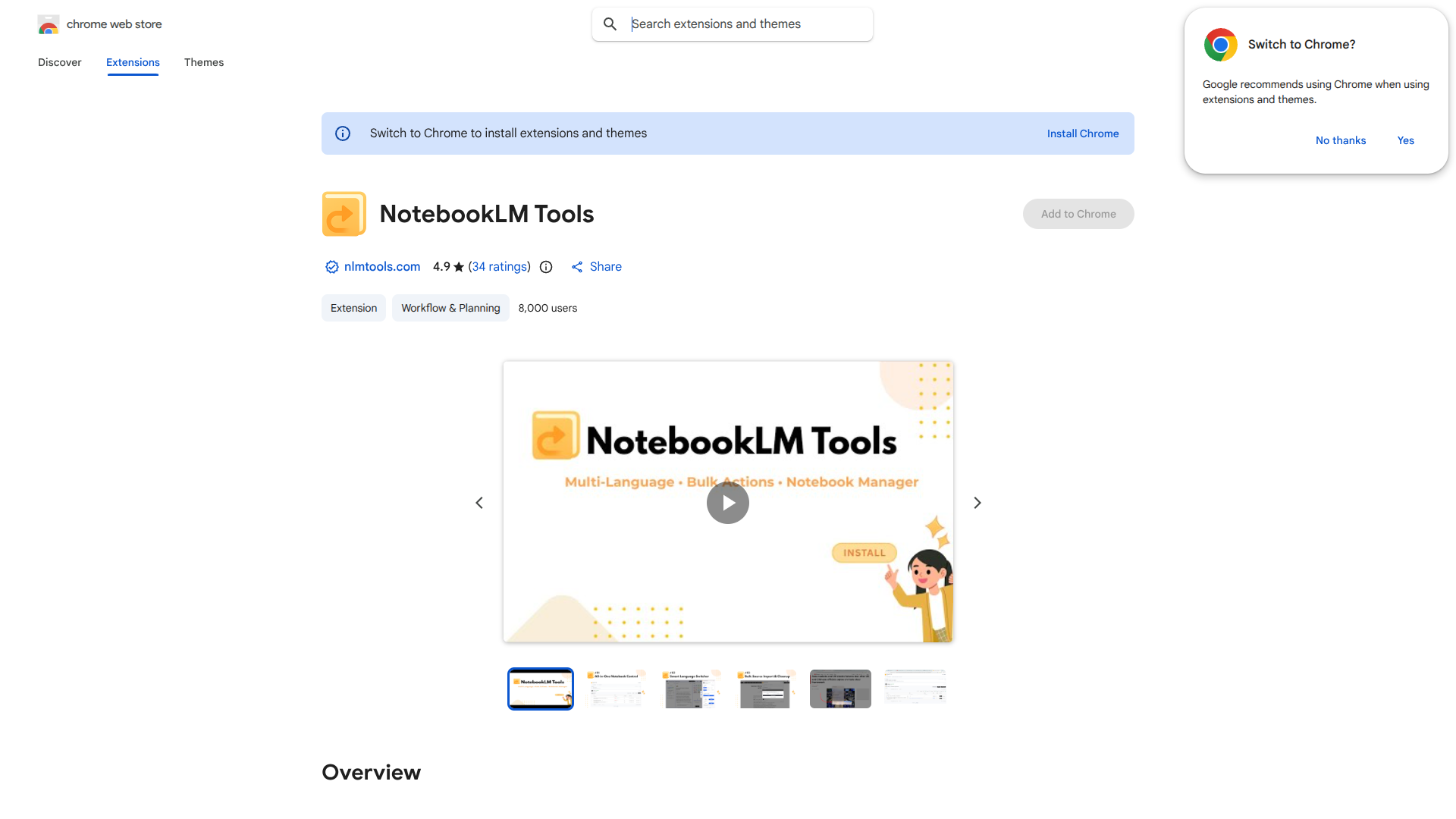 NotebookLM Tools Chrome Extension screenshot
