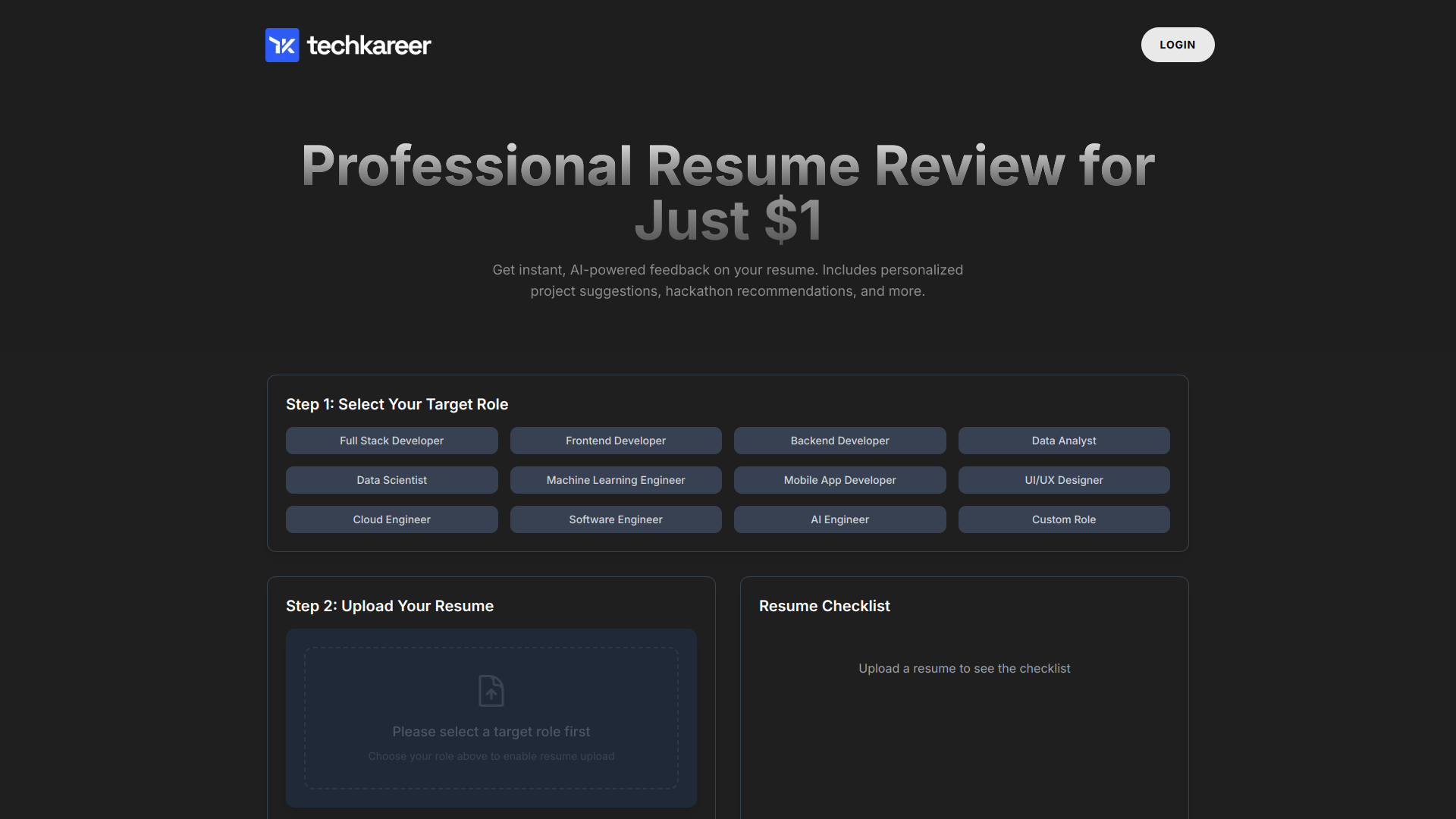 One Dollar Resume Review screenshot