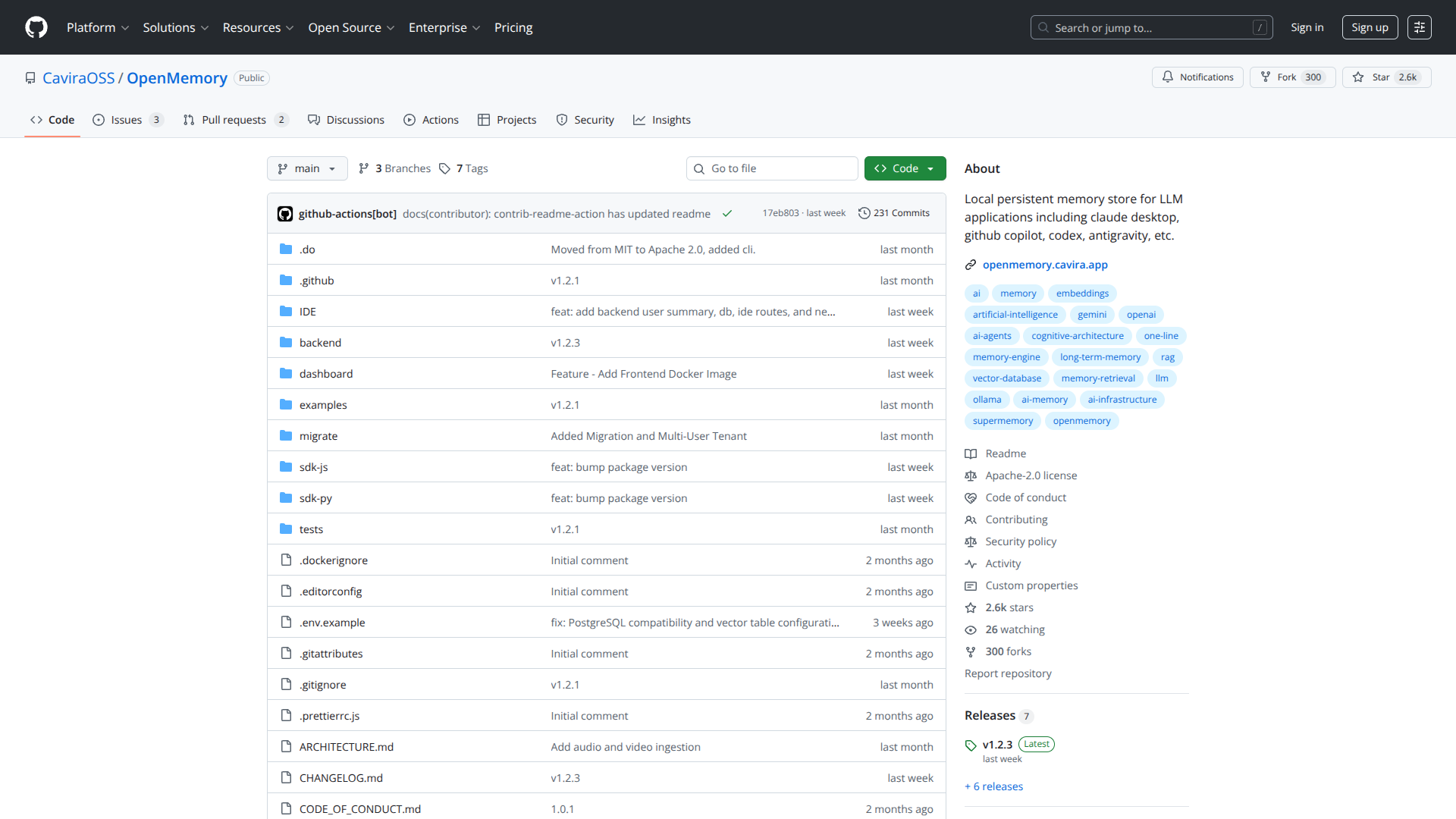 OpenMemory screenshot