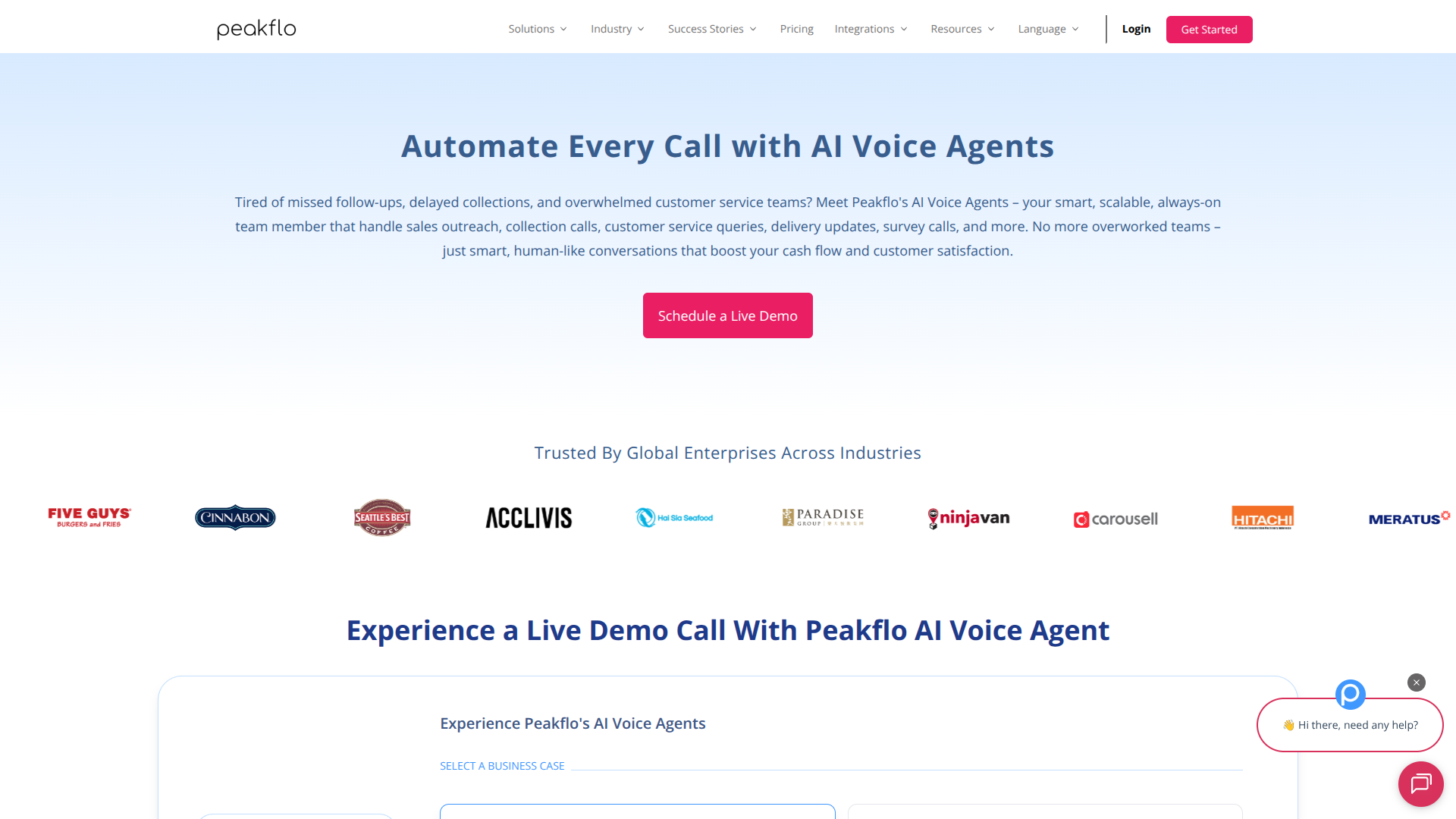 Peakflo AI Voice Agents screenshot