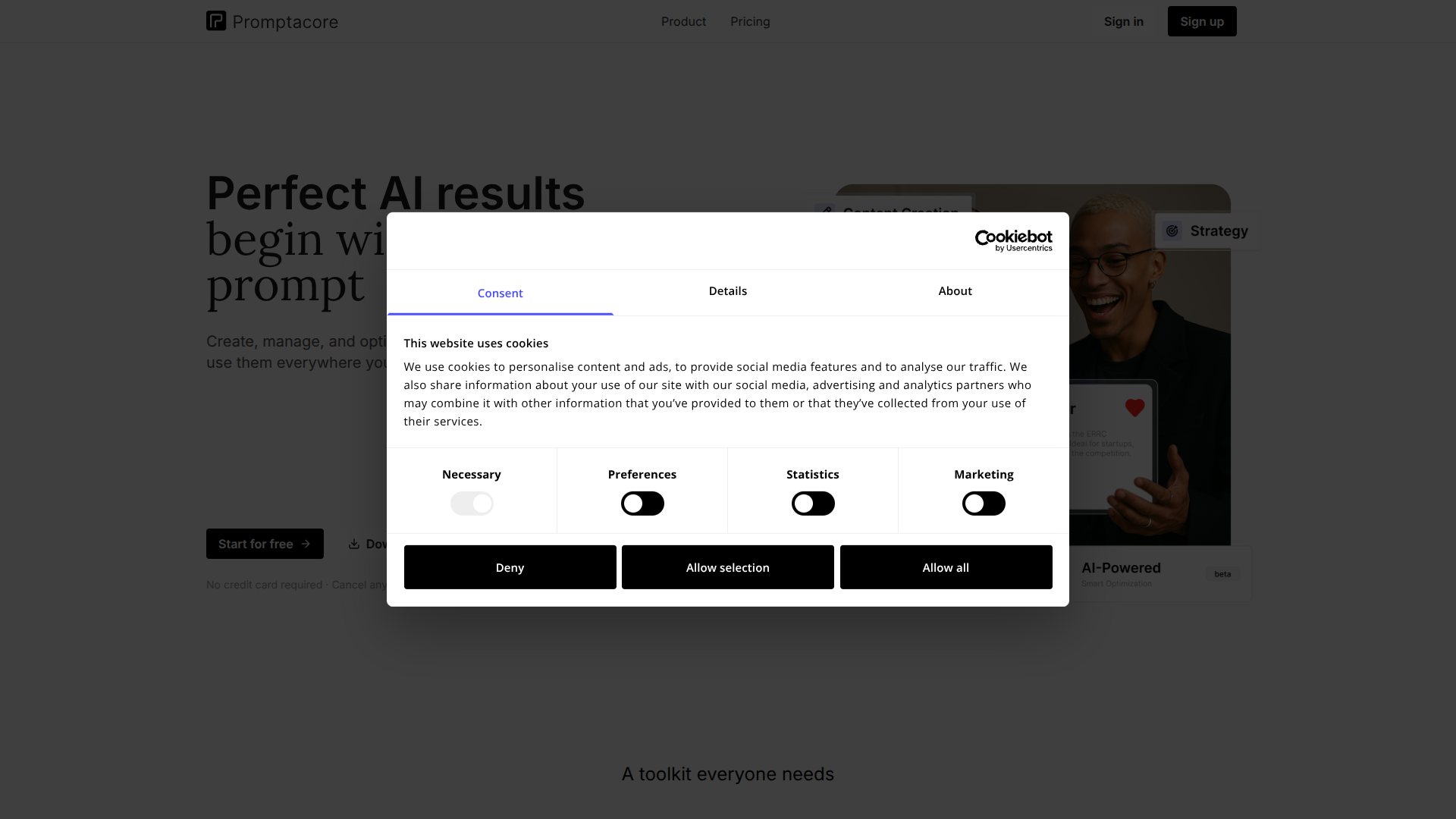 Promptacore screenshot