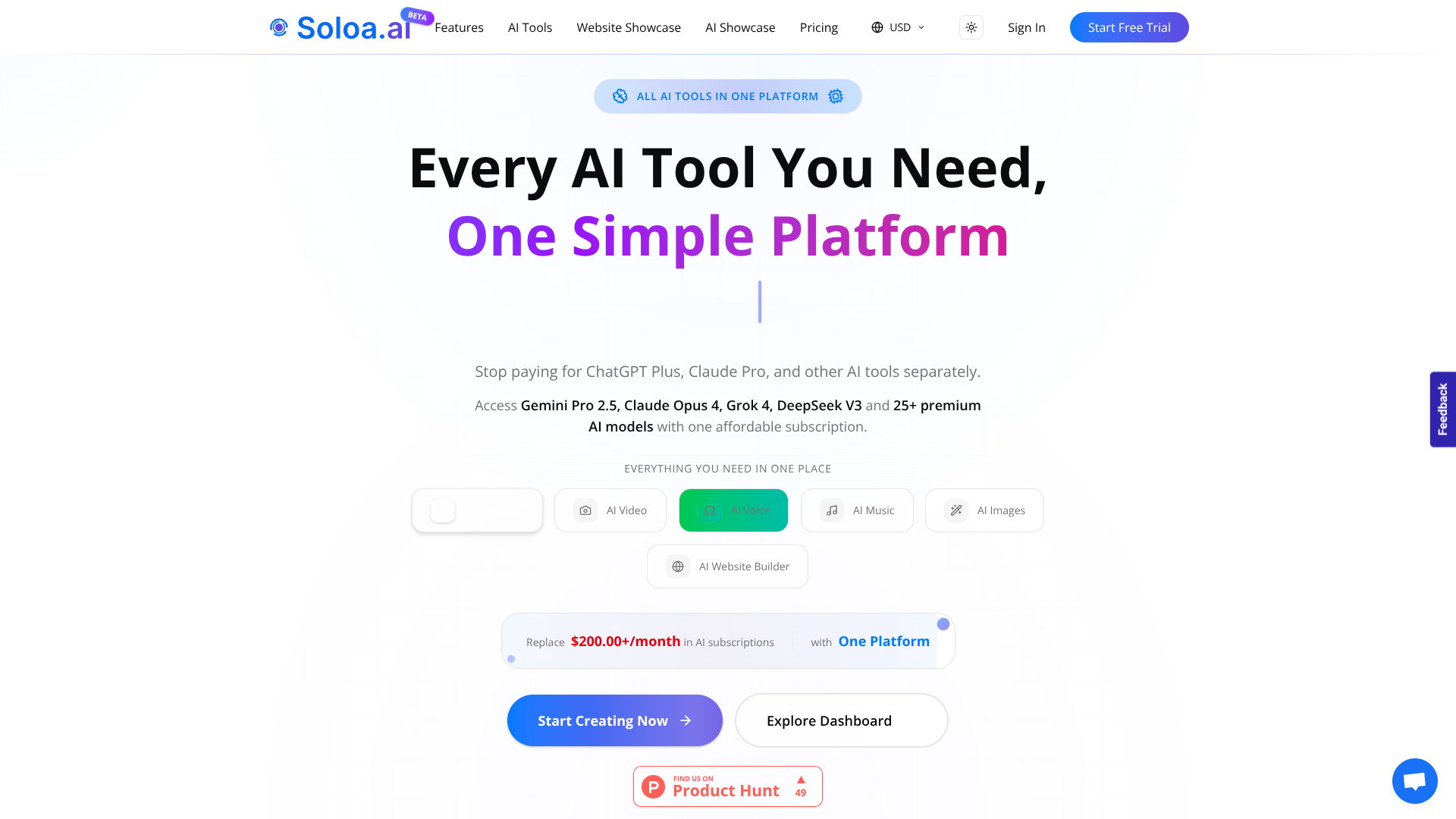 Soloa: All-in-One AI Studio (25+ Tools) screenshot