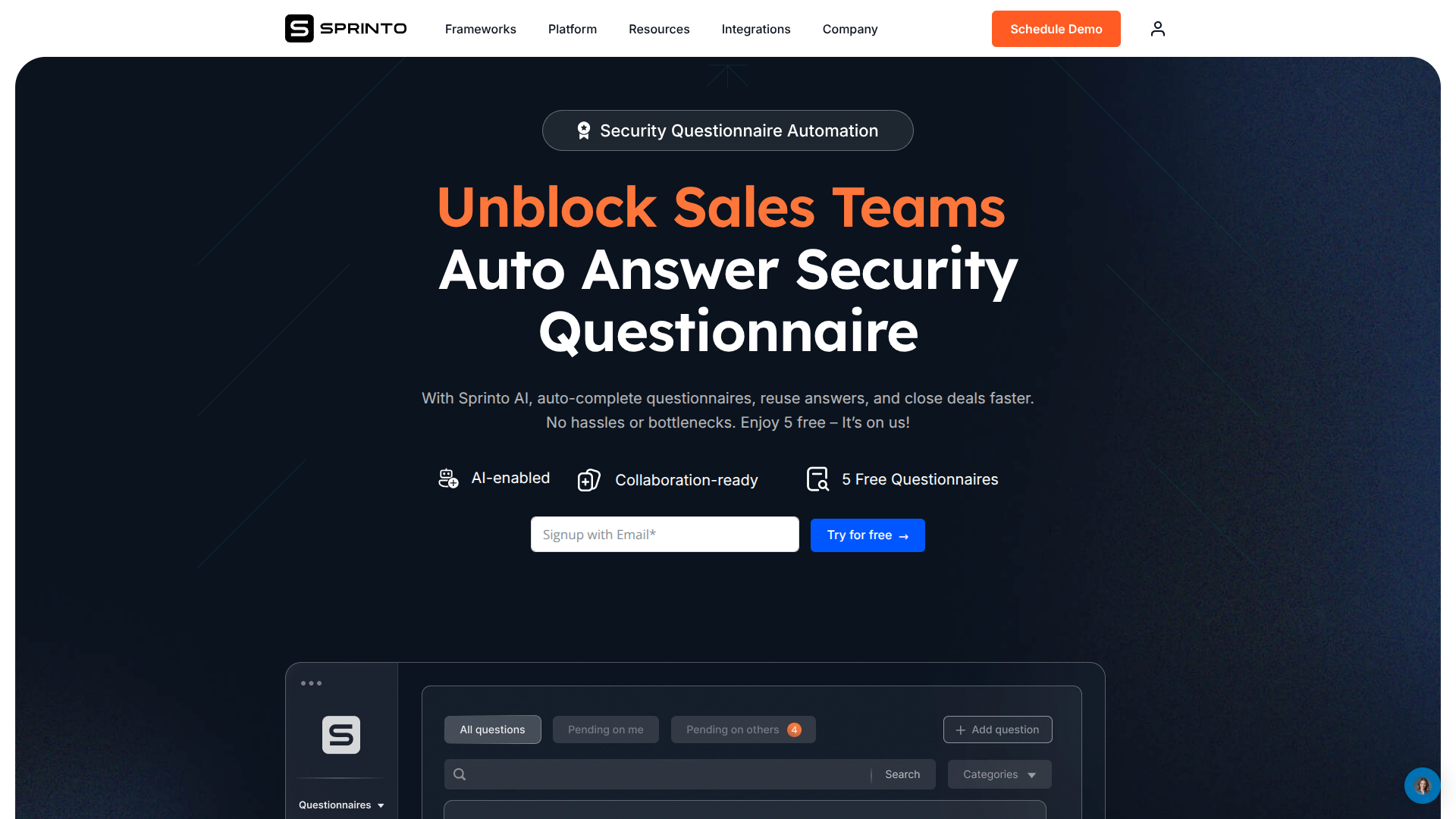 Sprinto's AI Security Questionnaire