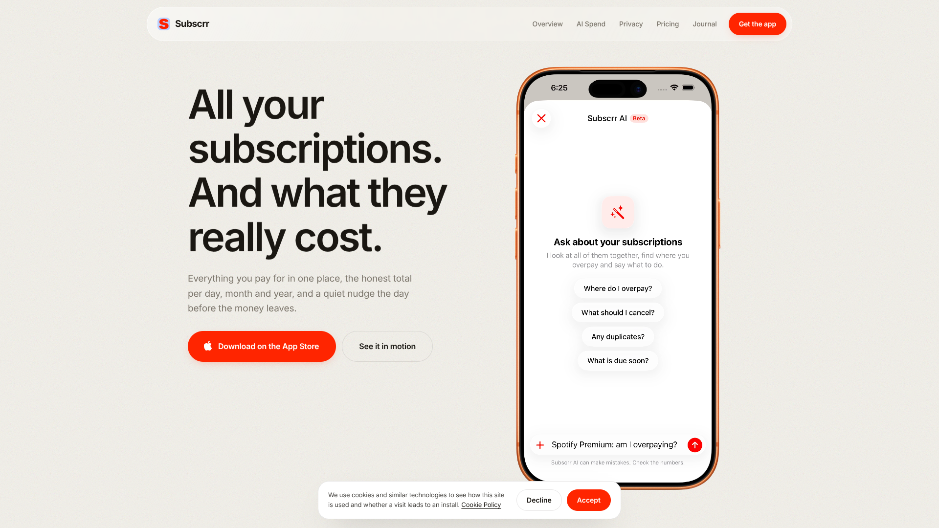 Subscrr screenshot
