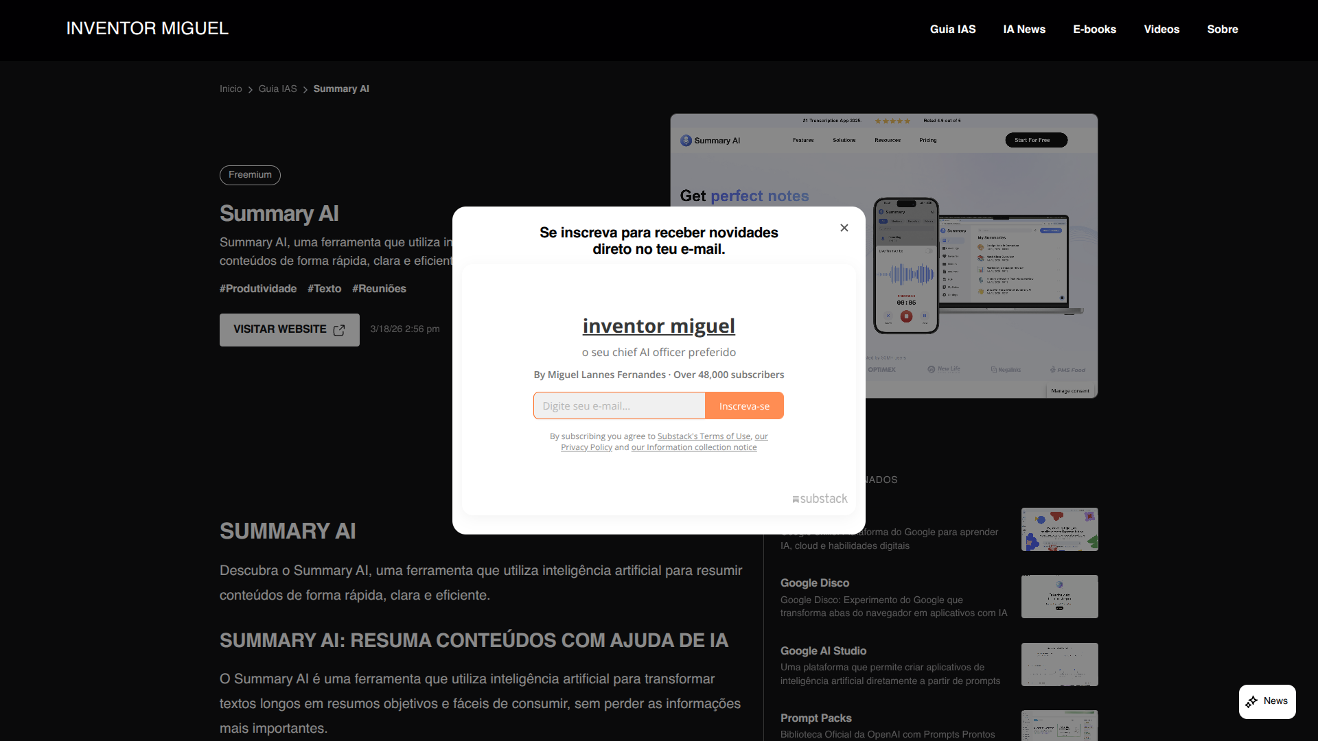 Summary AI screenshot
