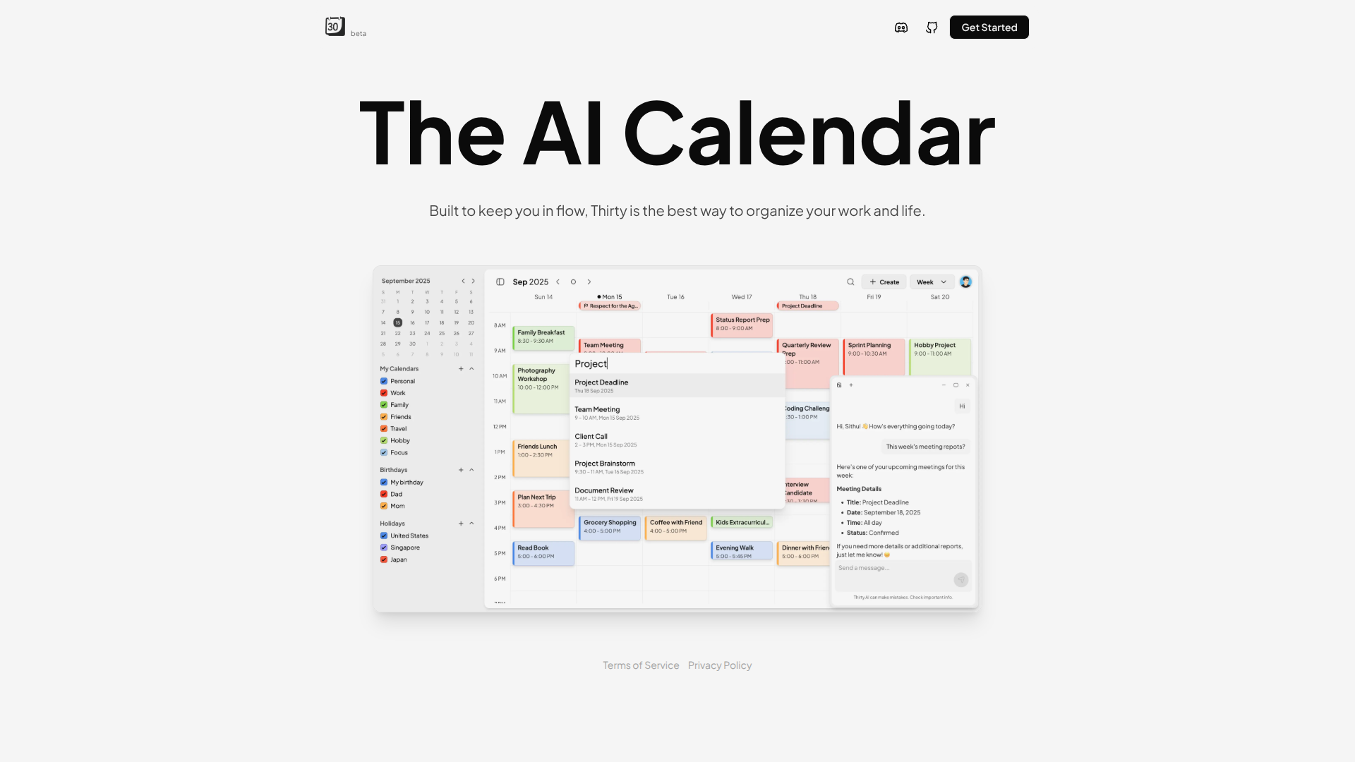 Thirty Calendar screenshot